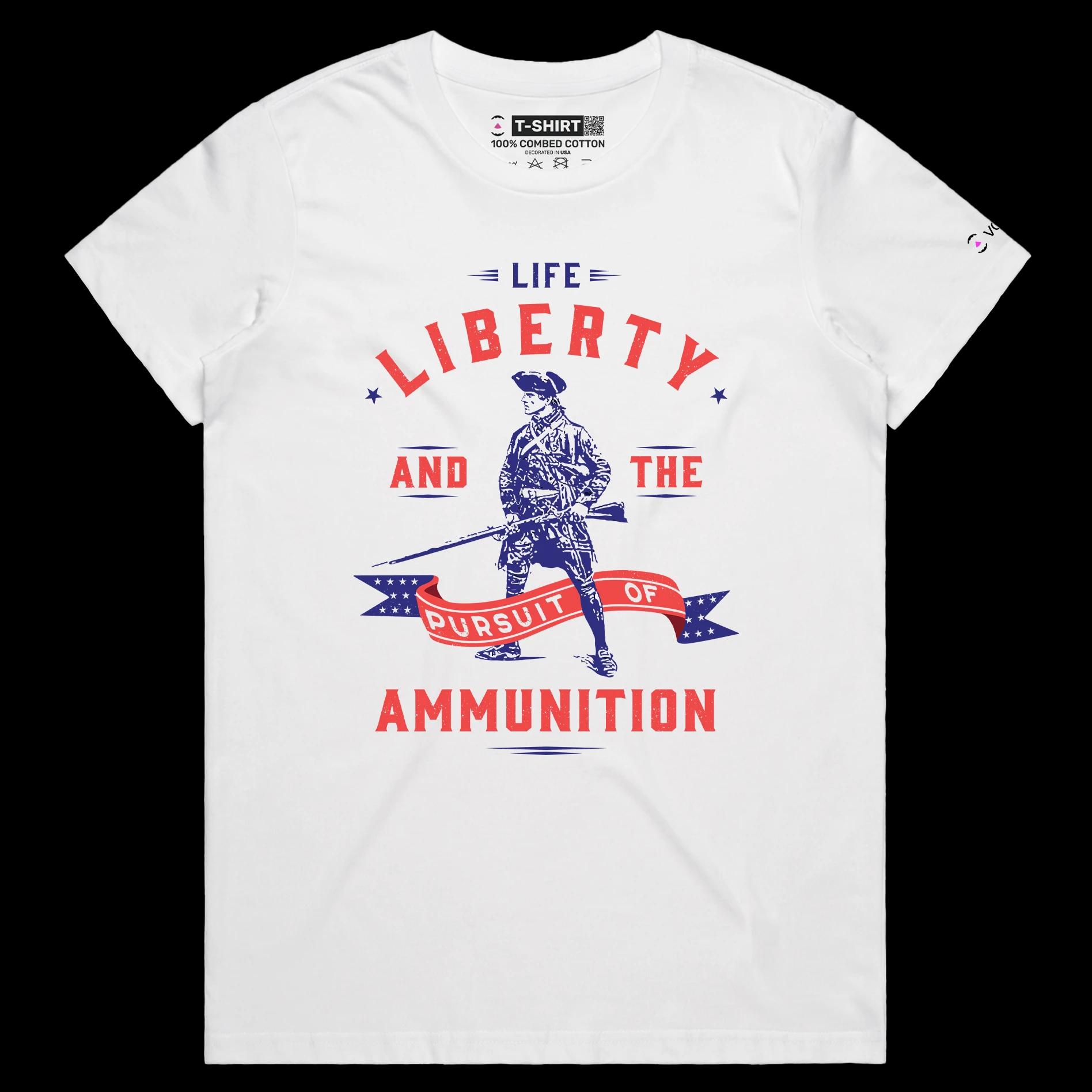 VOICEART White Female Regular Minuteman Funny Political T-Shirt Premium Quality Graphic Design Second Amendment Gun Control