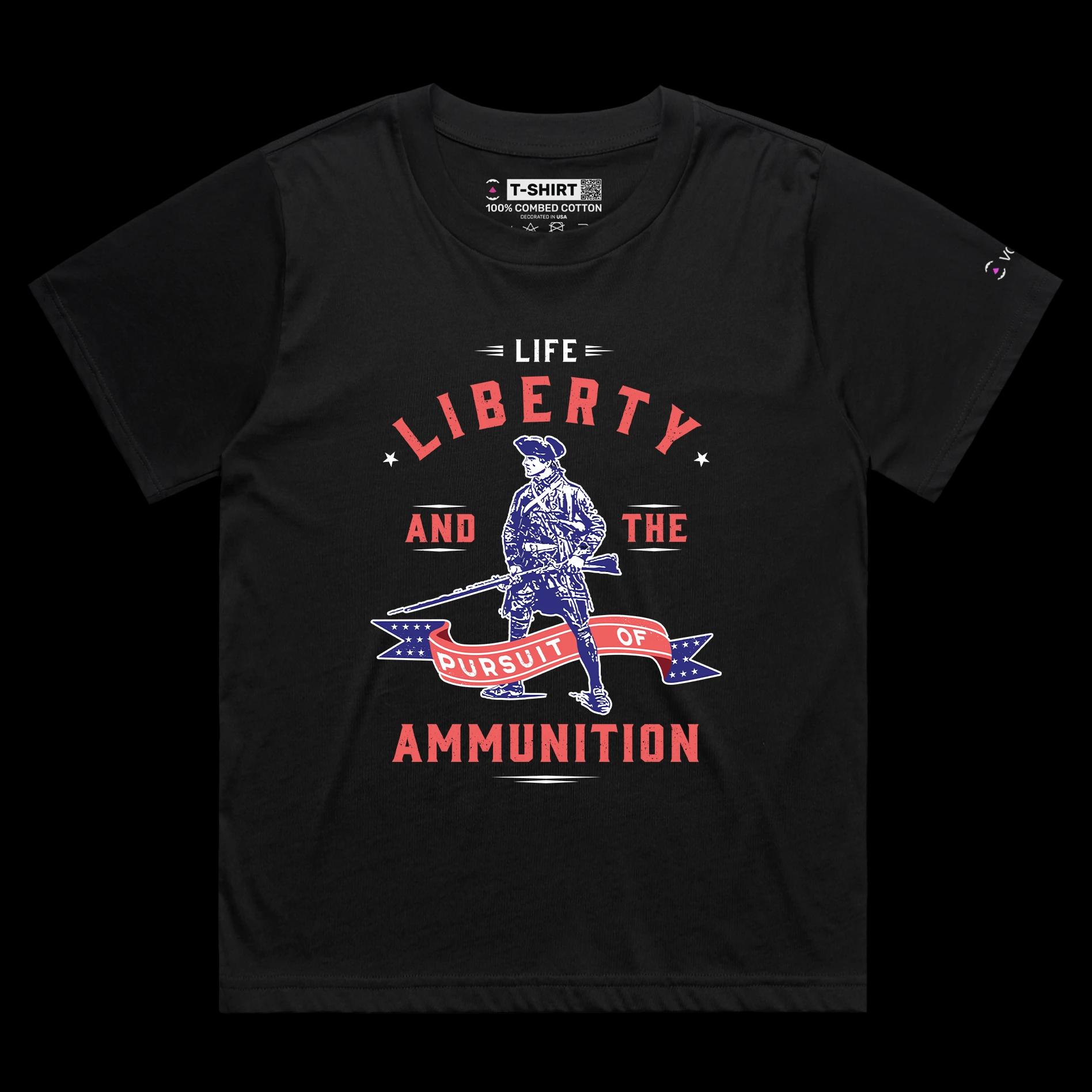 VOICEART Black Female Loose Minuteman Funny Political T-Shirt Premium Quality Graphic Design Second Amendment Gun Control