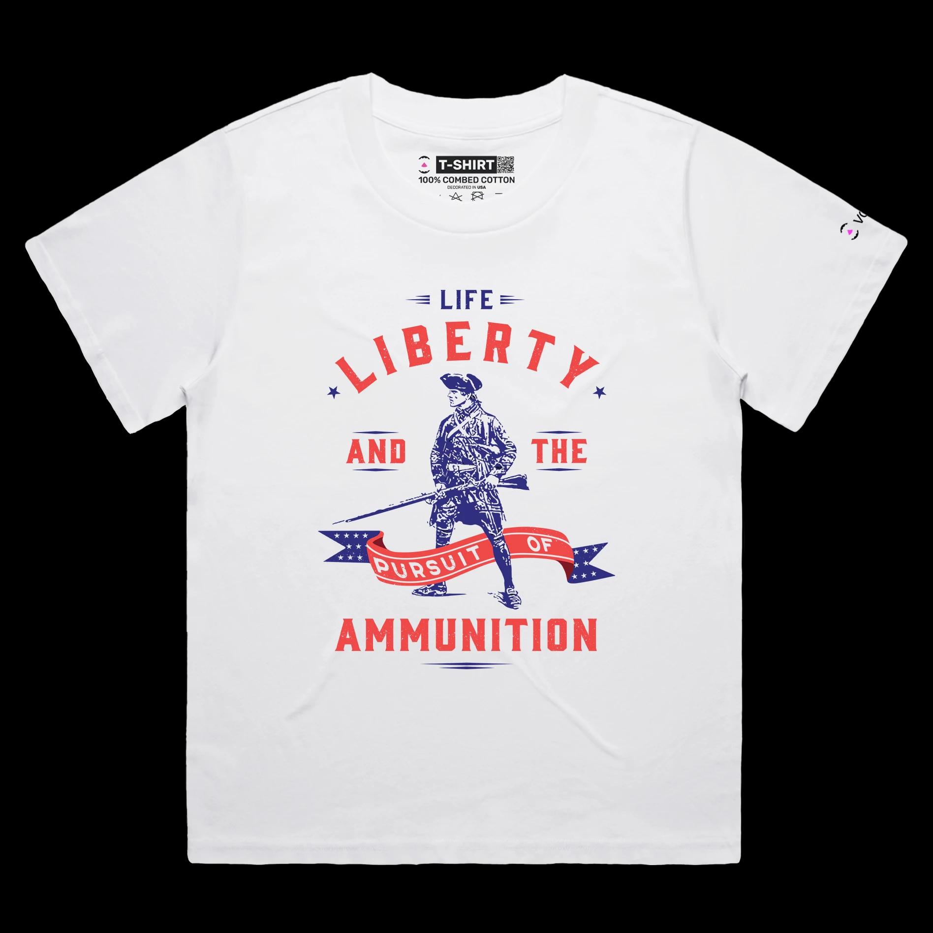 VOICEART White Female Loose Minuteman Funny Political T-Shirt Premium Quality Graphic Design Second Amendment Gun Control