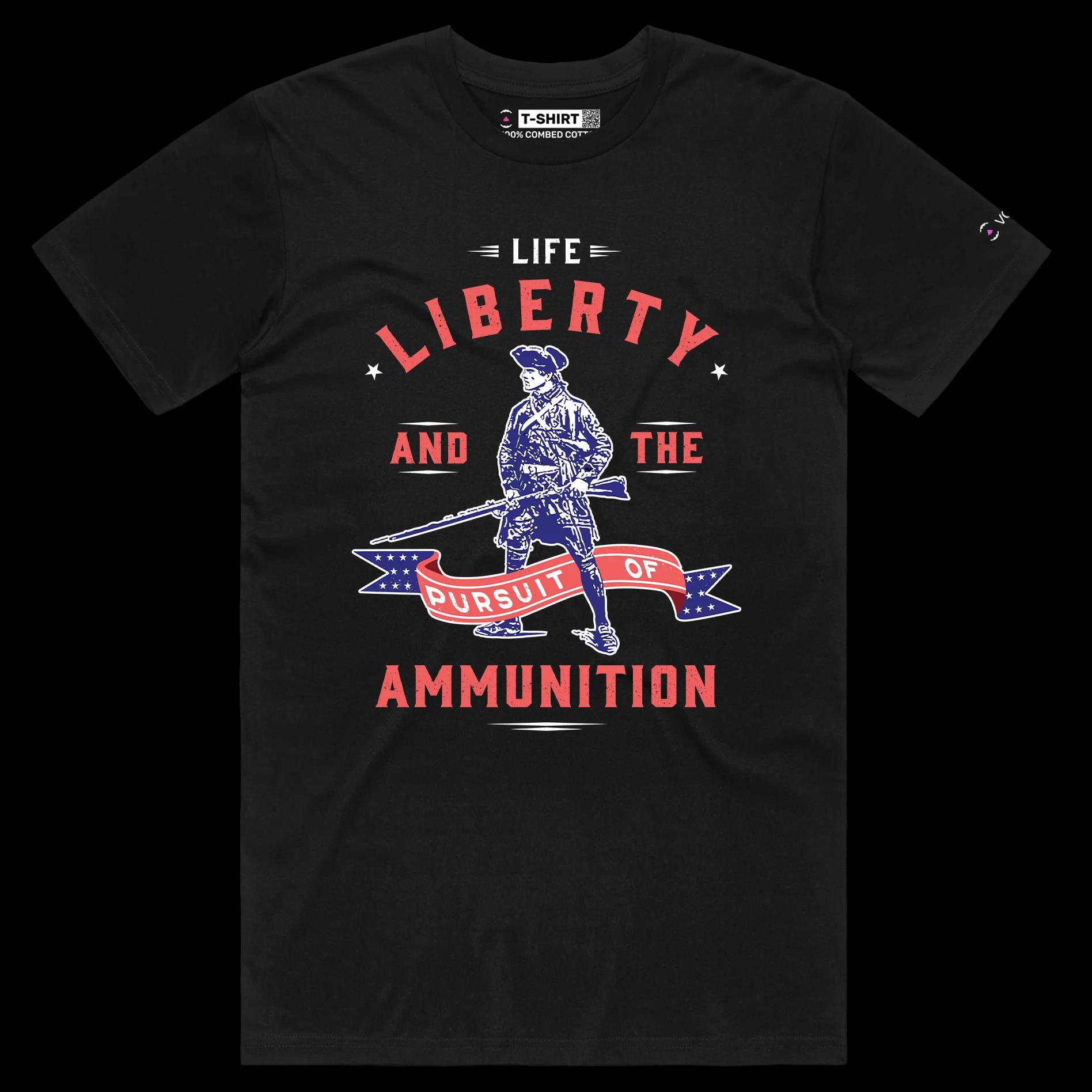 VOICEART Black Male Regular Minuteman Funny Political T-Shirt Premium Quality Graphic Design Second Amendment Gun Control