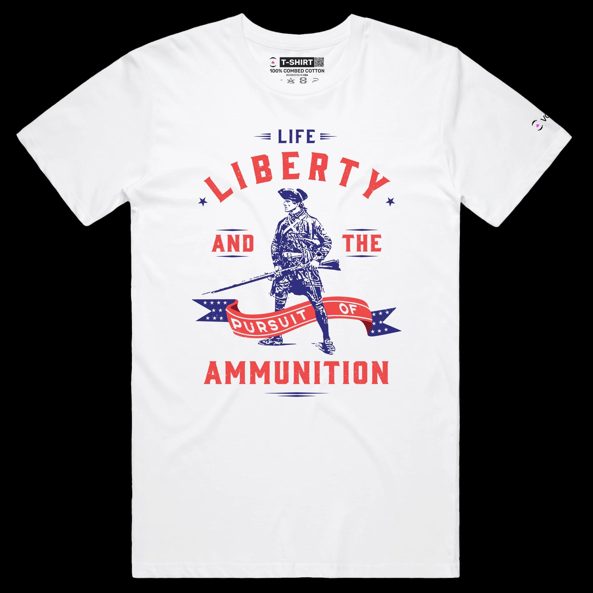 VOICEART White Male Regular Minuteman Funny Political T-Shirt Premium Quality Graphic Design Second Amendment Gun Control