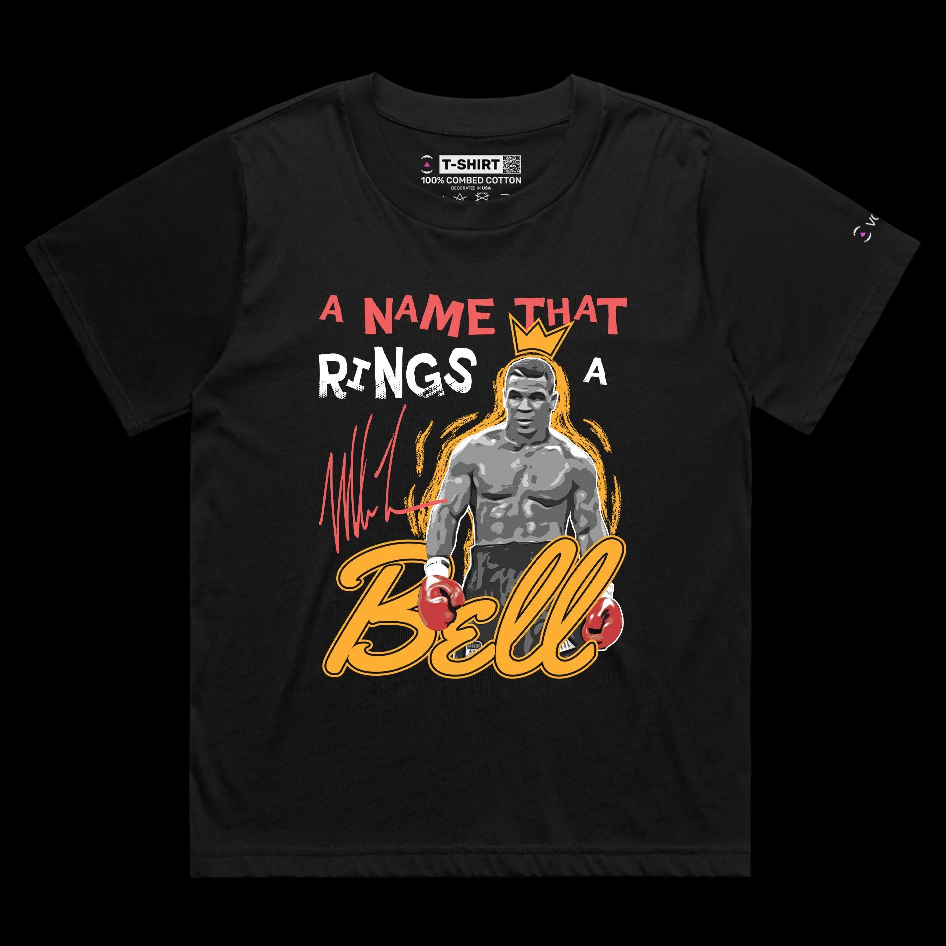 VOICEART Black Female Loose Tyson Boxing T-Shirt Premium Graphic Wordplay Double Meaning Tee Name That Rings a Bell