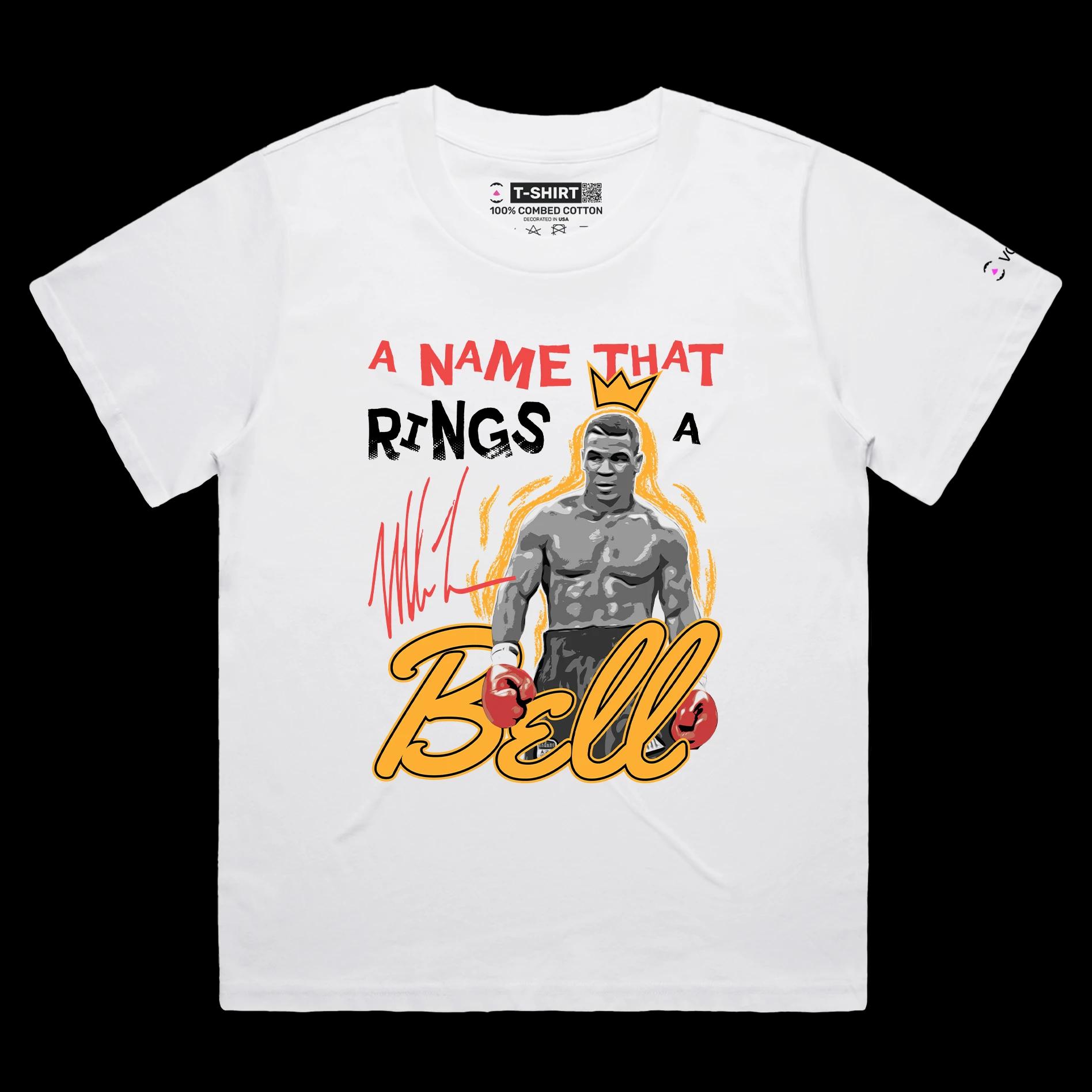 VOICEART White Female Loose Tyson Boxing T-Shirt Premium Graphic Wordplay Double Meaning Tee Name That Rings a Bell