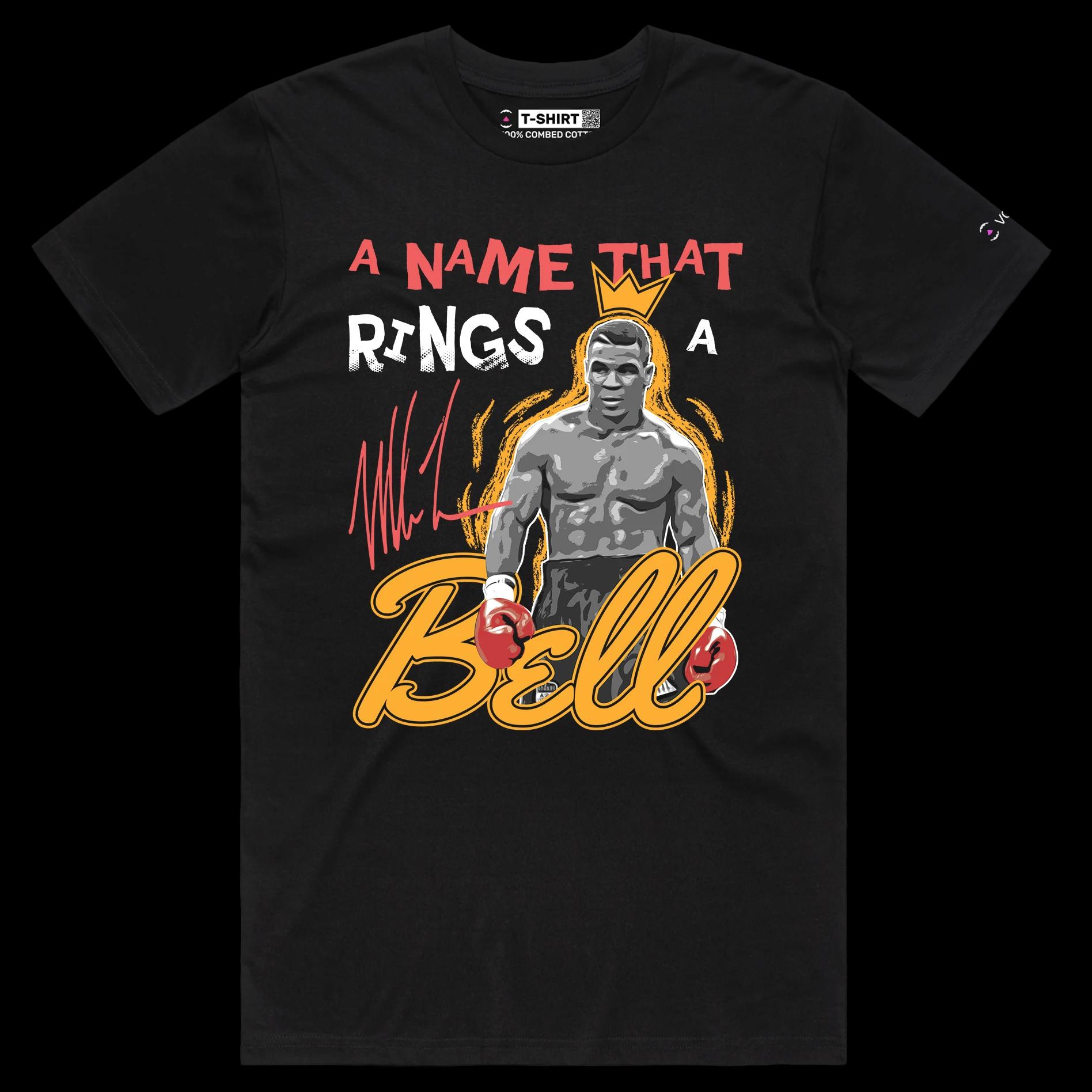 VOICEART Black Male Regular Tyson Boxing T-Shirt Premium Graphic Wordplay Double Meaning Tee Name That Rings a Bell