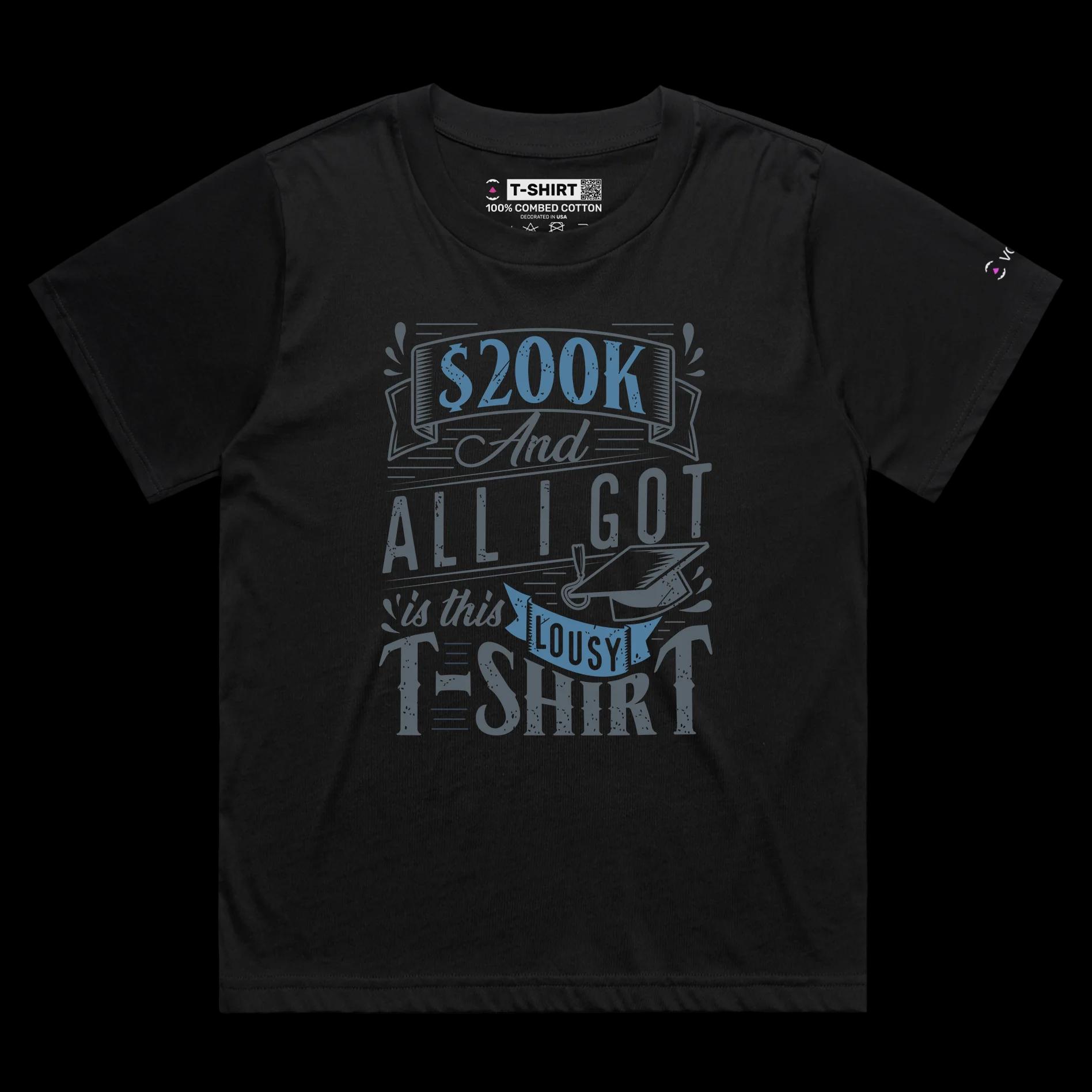 VOICEART Black Female Loose Student Loan Funny T-Shirt Premium Quality Graphic Design Sarcastic and Clever College Tee v2