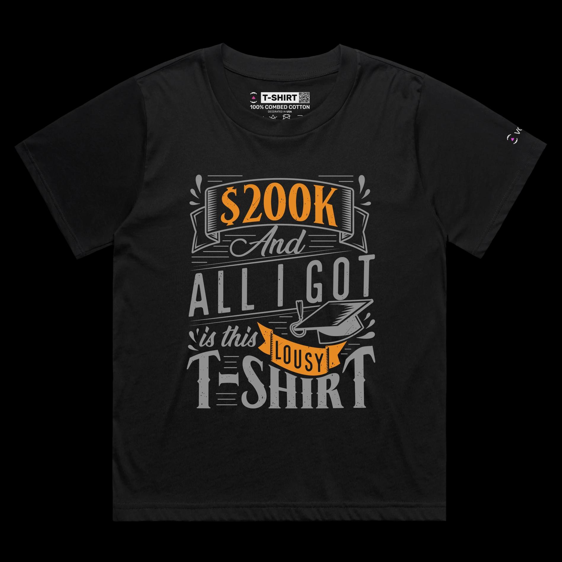 VOICEART Black Female Loose Student Loan Funny T-Shirt Premium Quality Graphic Design Sarcastic and Clever College Tee v1