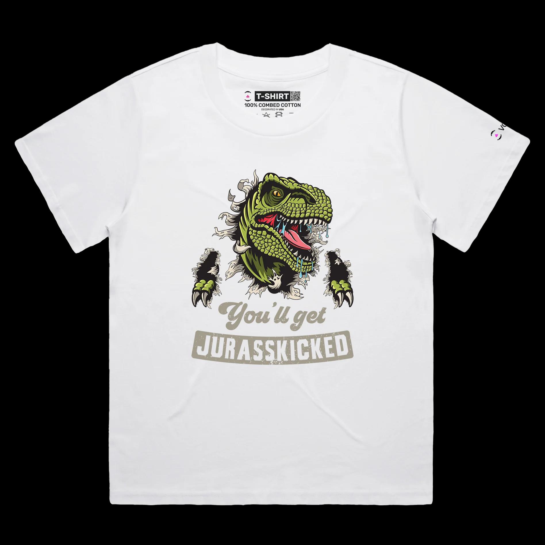 VOICEART White Female Loose Dinosaur Funny Animals shirt Premium Graphic Design Historical Tee a Jurassic Play on Words