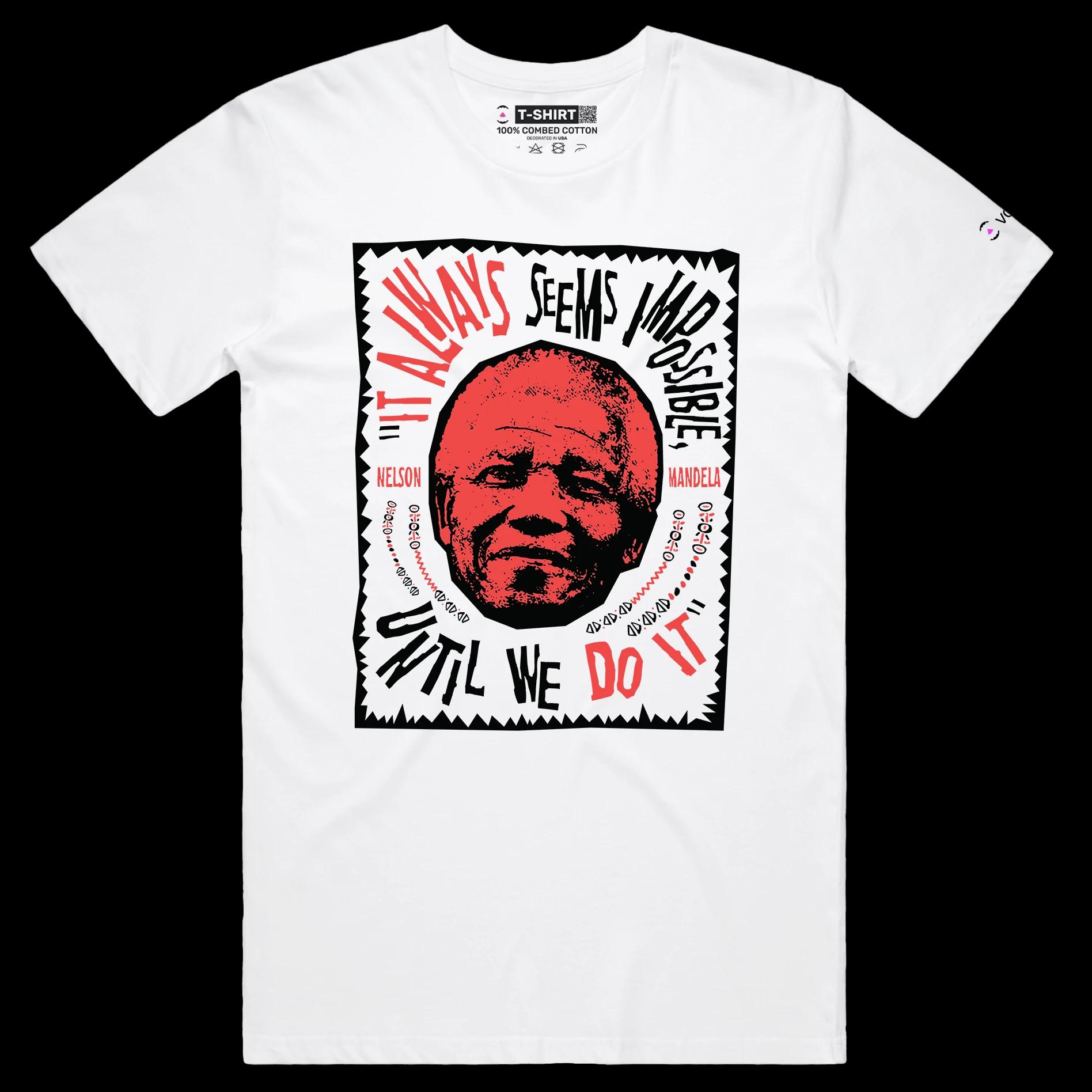 VOICEART White Male Regular President Mandela Political shirt Premium Graphic South Africa’s Freedom Fighter Quote Tee