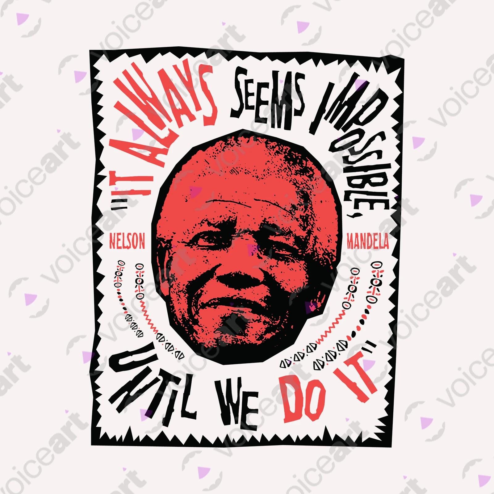 VOICEART White Watermark President Mandela Political shirt Premium Graphic South Africa’s Freedom Fighter Quote Tee