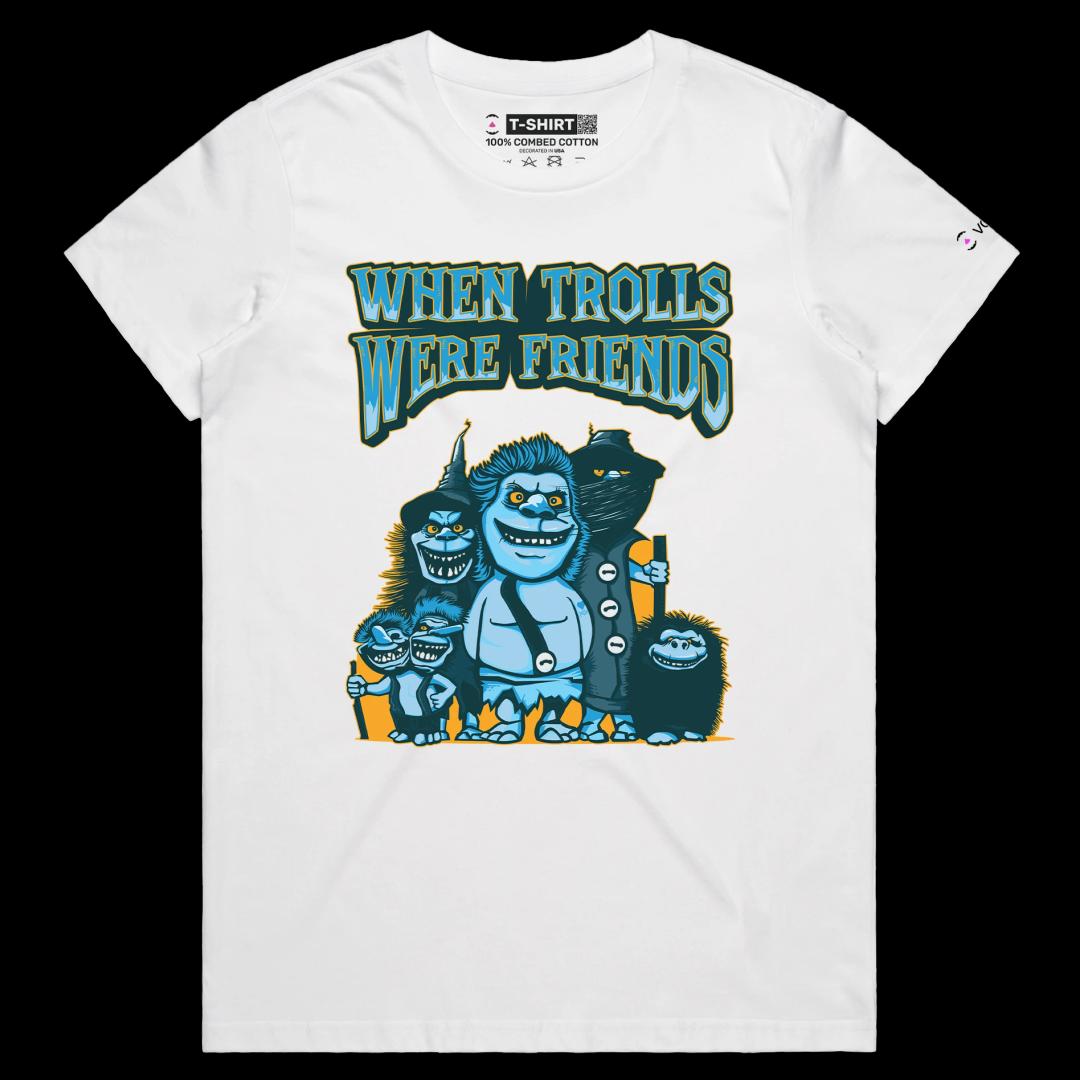 VOICEART White Female Regular Funny Trolls Offensive T-Shirt with Premium Quality Graphic A Tee for Friendships and Trolling