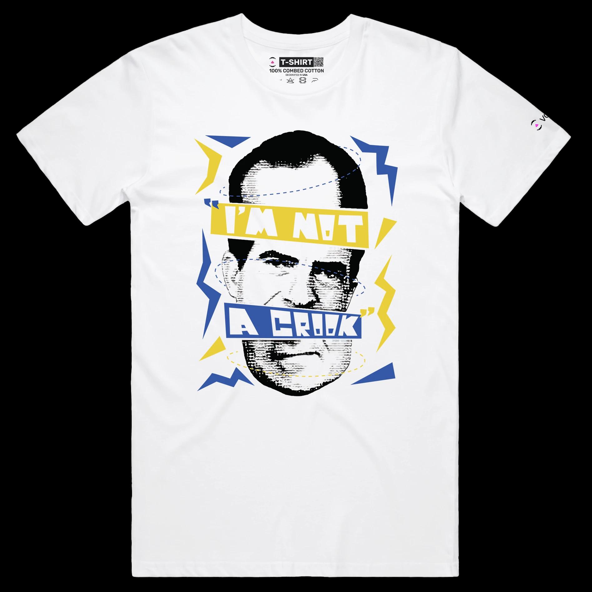 VOICEART White Male Regular President Nixon Funny Quote Political T-Shirt Premium Quality Graphic I am Not a Crook Tee