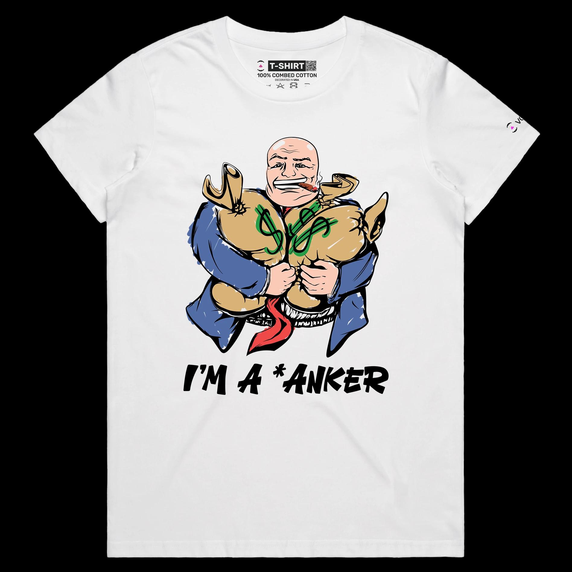 VOICEART White Female Regular A Man with Money Bags Funny TShirt Premium Quality Graphic Insulting Tee with Play on Words