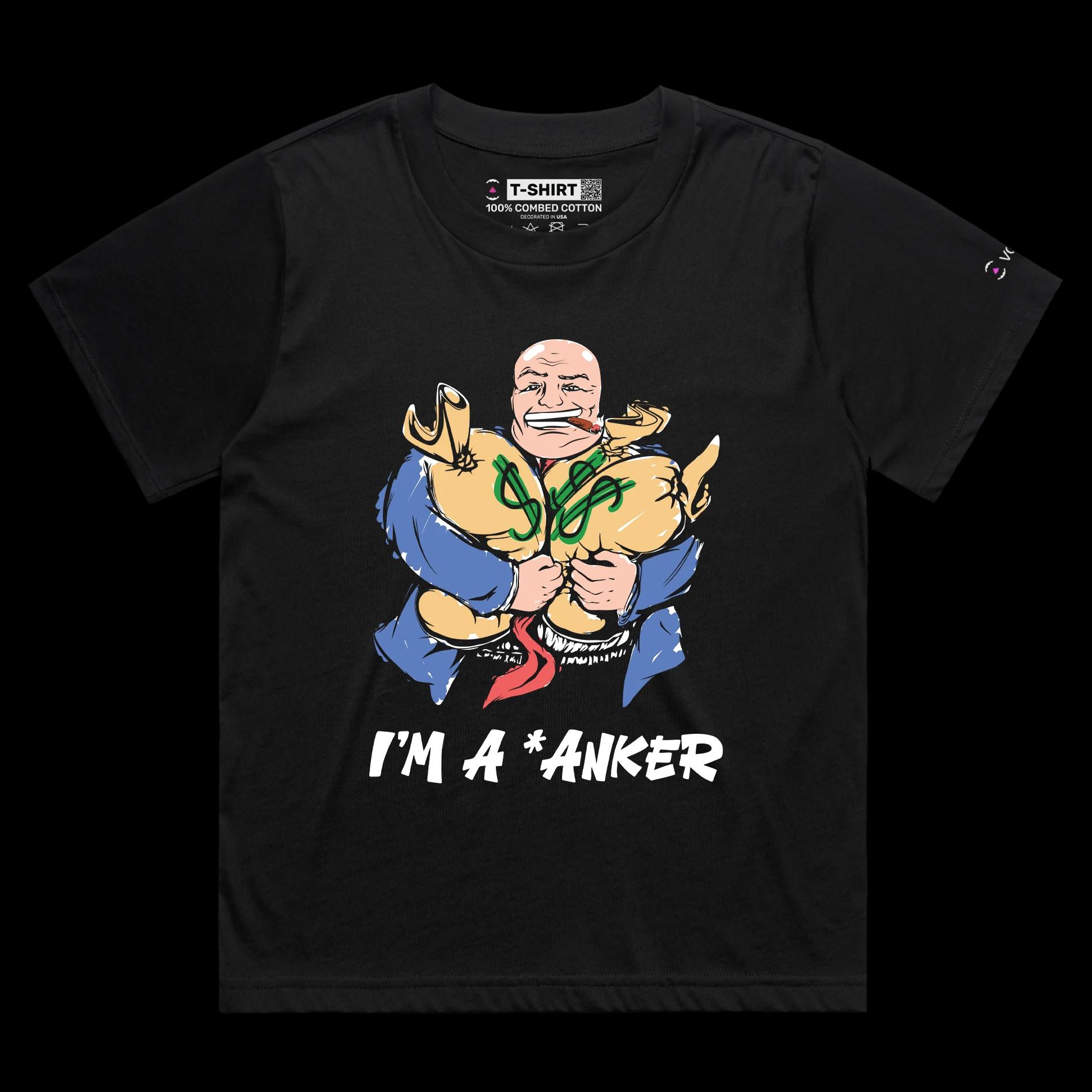 VOICEART Black Female Loose A Man with Money Bags Funny TShirt Premium Quality Graphic Insulting Tee with Play on Words