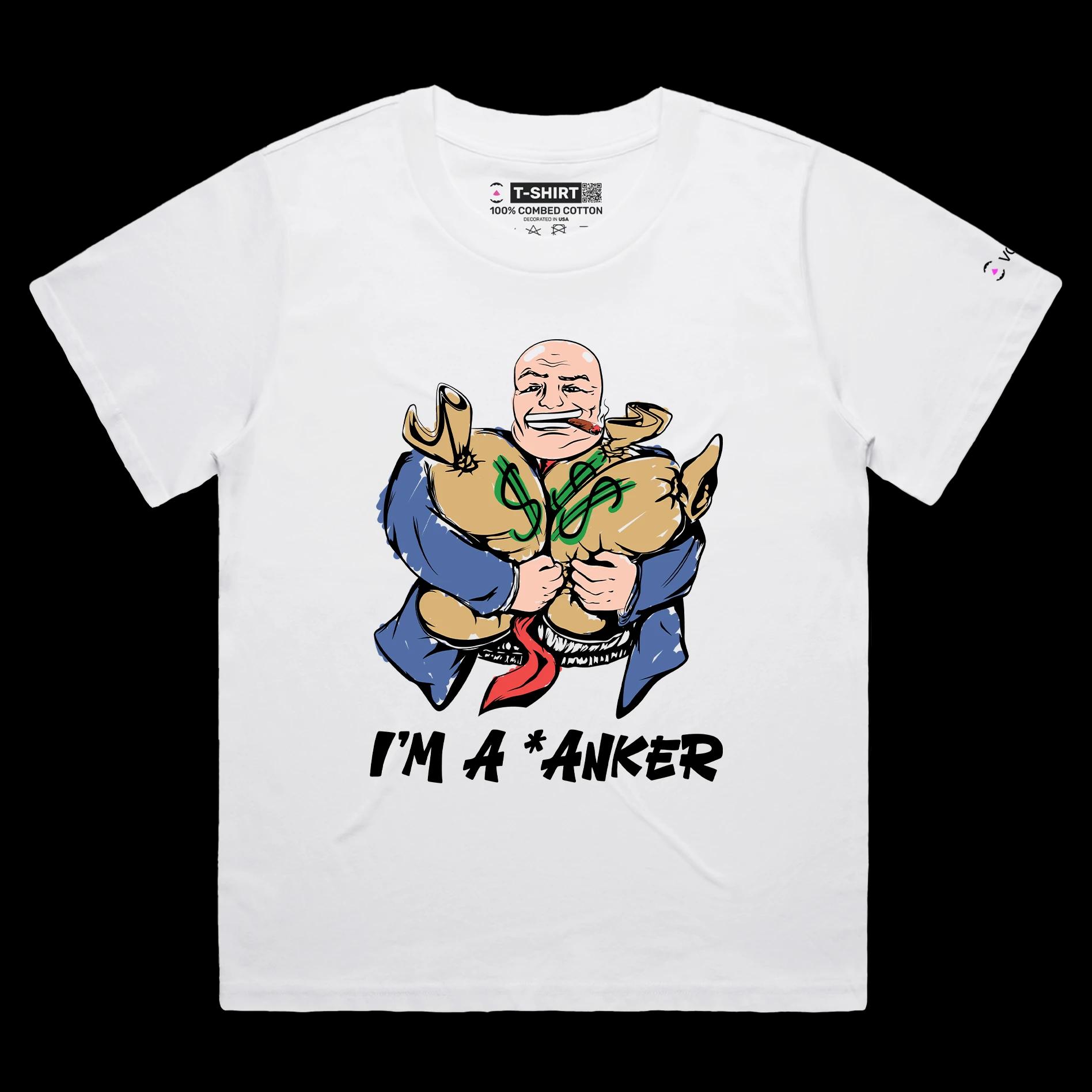 VOICEART White Female Loose A Man with Money Bags Funny TShirt Premium Quality Graphic Insulting Tee with Play on Words