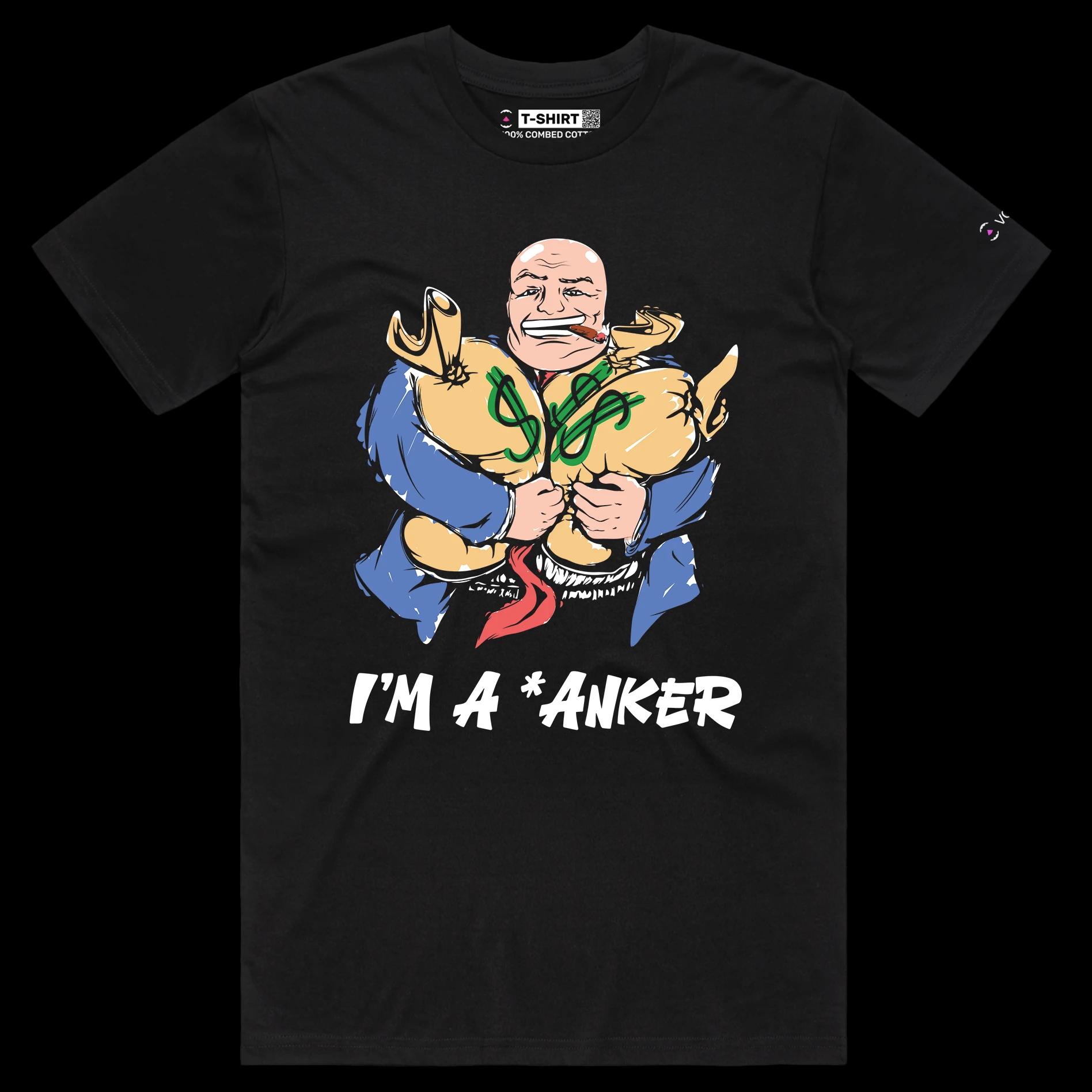 VOICEART Black Male Regular A Man with Money Bags Funny TShirt Premium Quality Graphic Insulting Tee with Play on Words