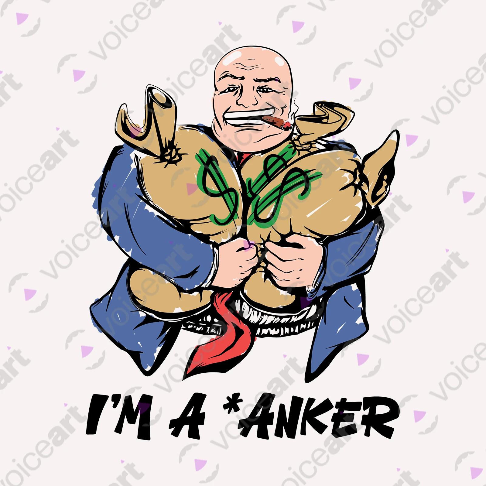 VOICEART White Watermark A Man with Money Bags Funny TShirt Premium Quality Graphic Insulting Tee with Play on Words