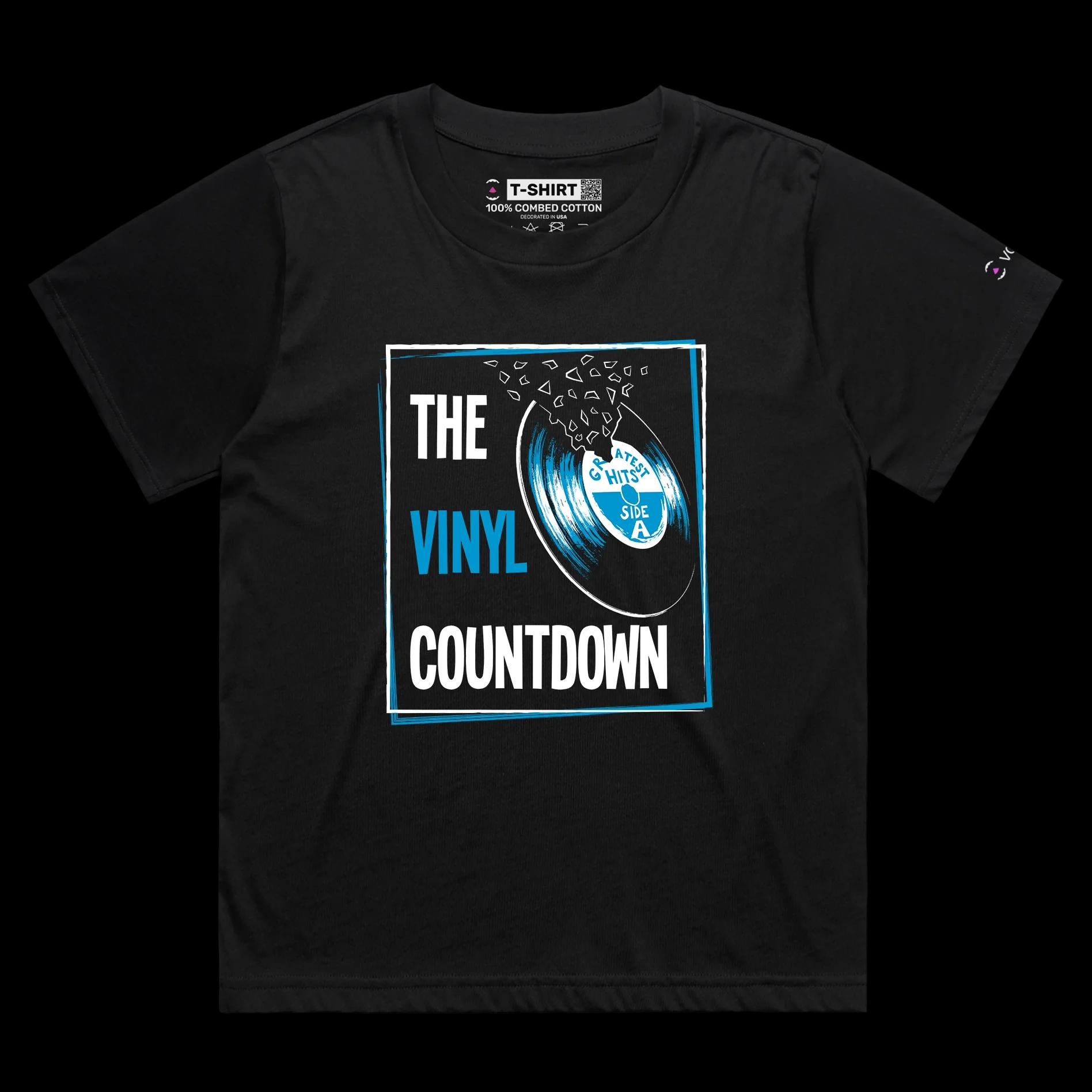 VOICEART Black Female Loose Gramophone Funny T-Shirt with Premium Quality Graphic The Final Countdown Pop Song Tee