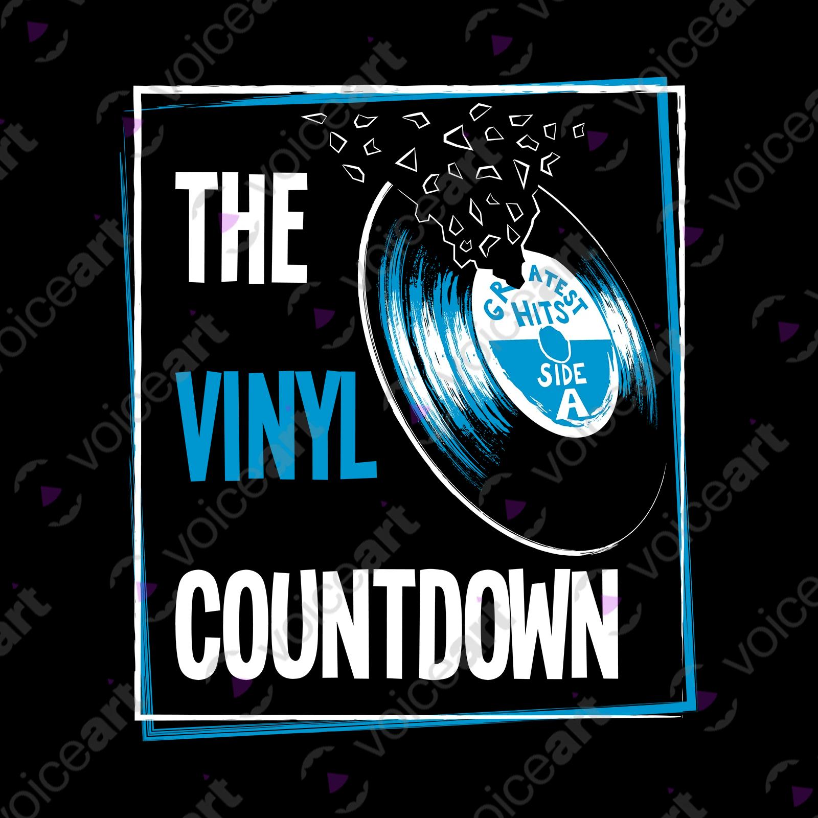VOICEART Black Watermark Gramophone Funny T-Shirt with Premium Quality Graphic The Final Countdown Pop Song Tee