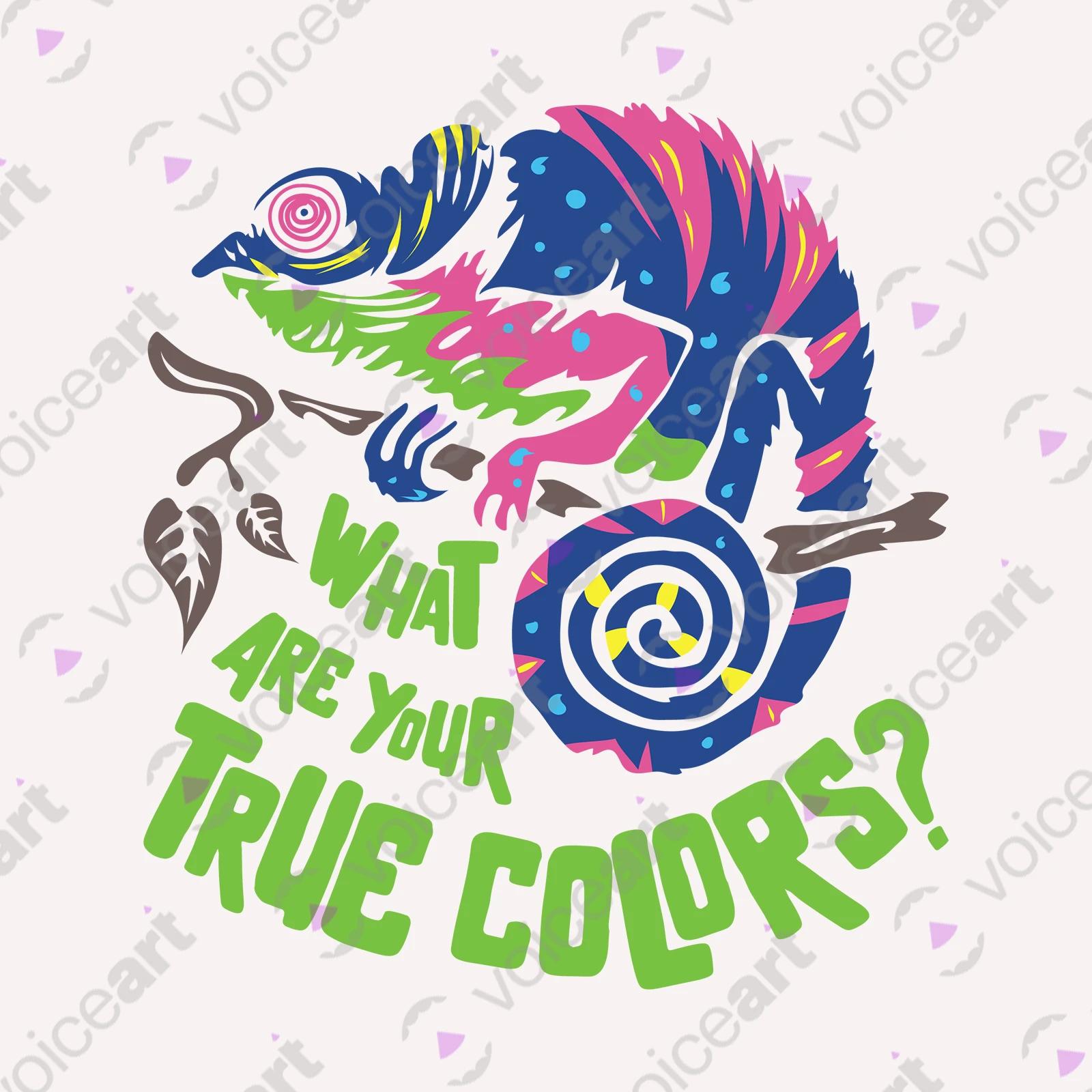 VOICEART White Watermark Chameleon True Colors Funny Animals T-Shirt Premium Graphic Camouflaged Lizards Wordplay Tee