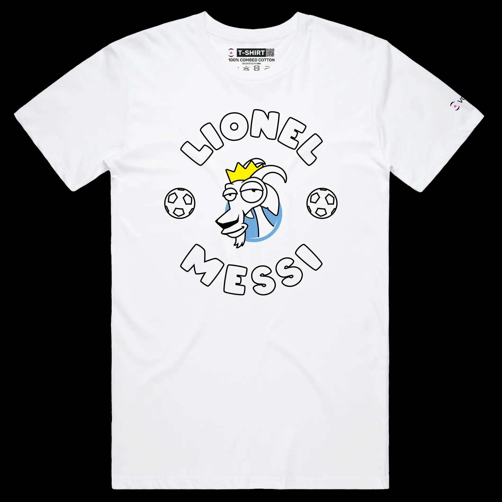 VOICEART White Male Regular Messi The GOAT Series T-Shirt with Premium Graphic Argentinas Own Superstar Tee for Soccer Fans
