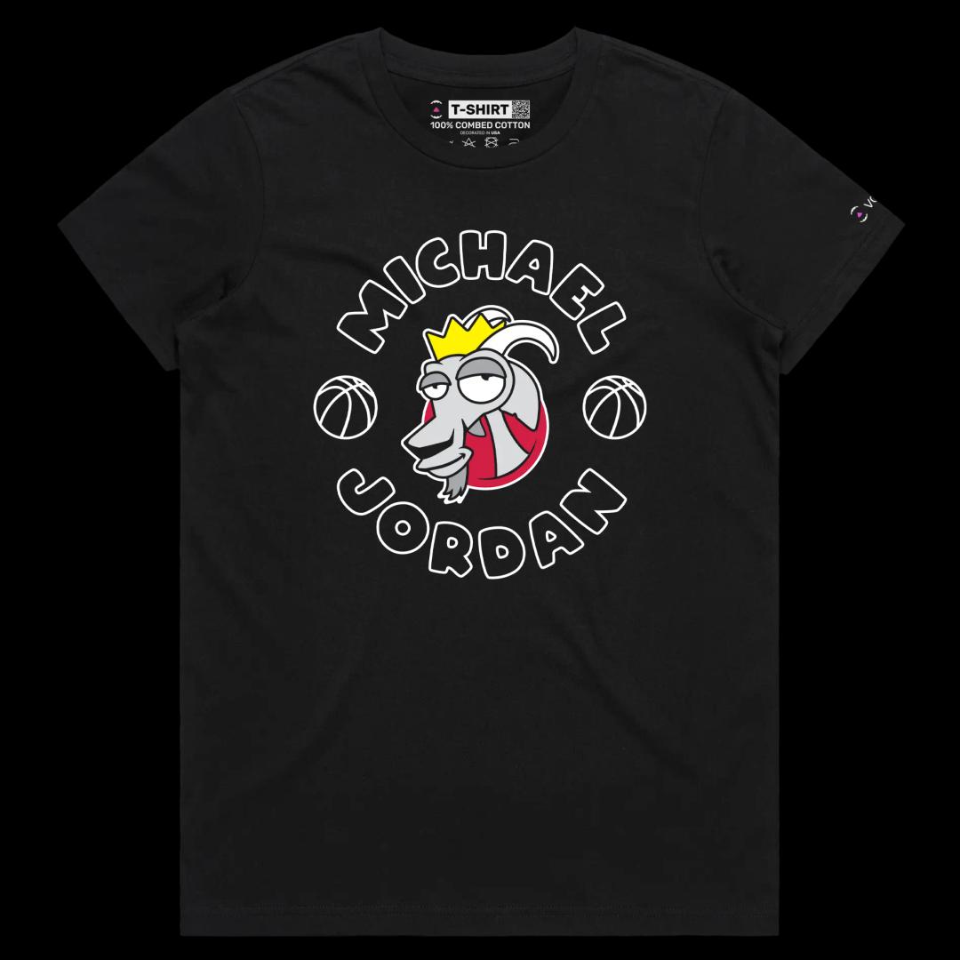 VOICEART Black Female Regular Jordan The GOAT Series T-Shirt Premium Graphic Chicago’s Own Superstar Tee for Basketball Fans