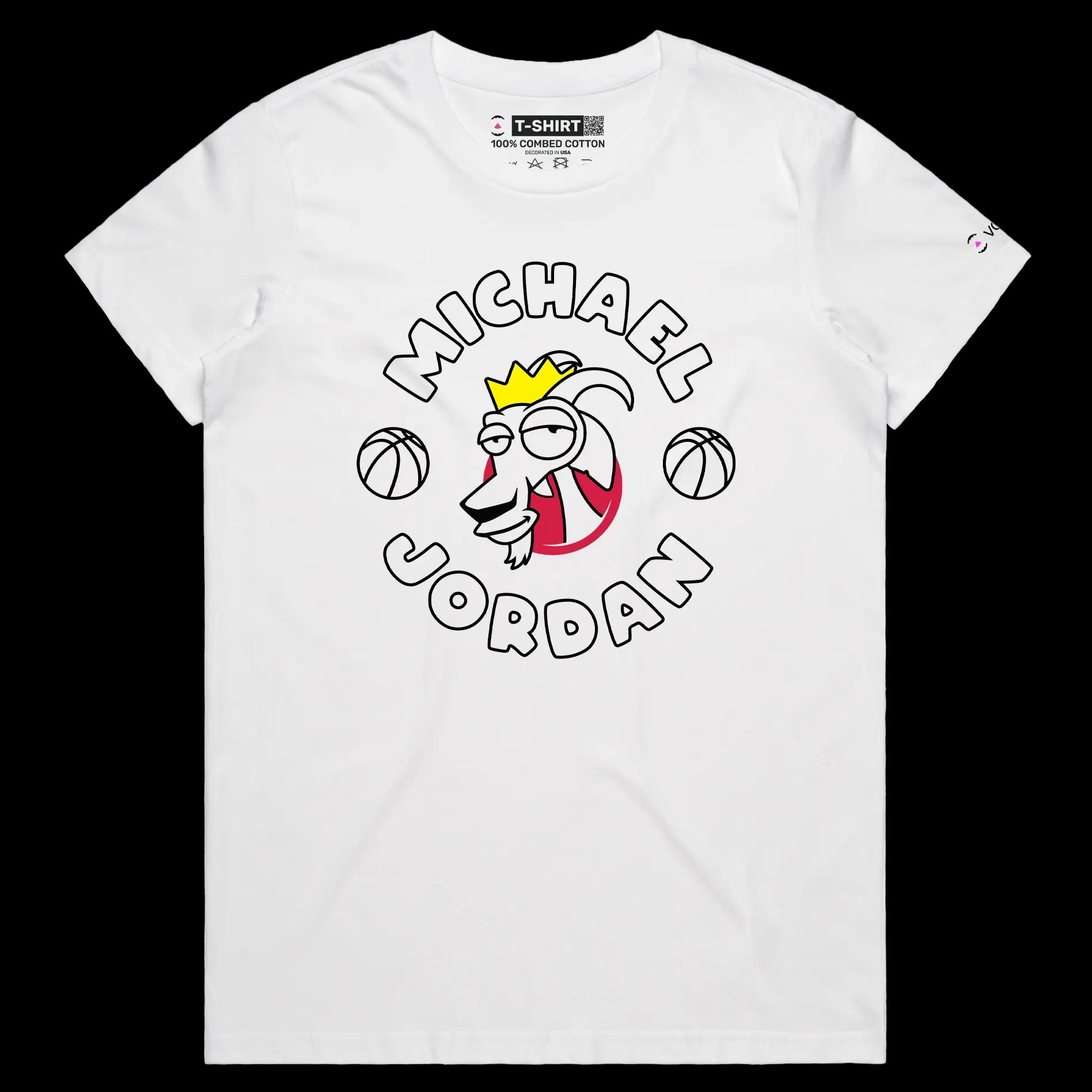VOICEART White Female Regular Jordan The GOAT Series T-Shirt Premium Graphic Chicago’s Own Superstar Tee for Basketball Fans