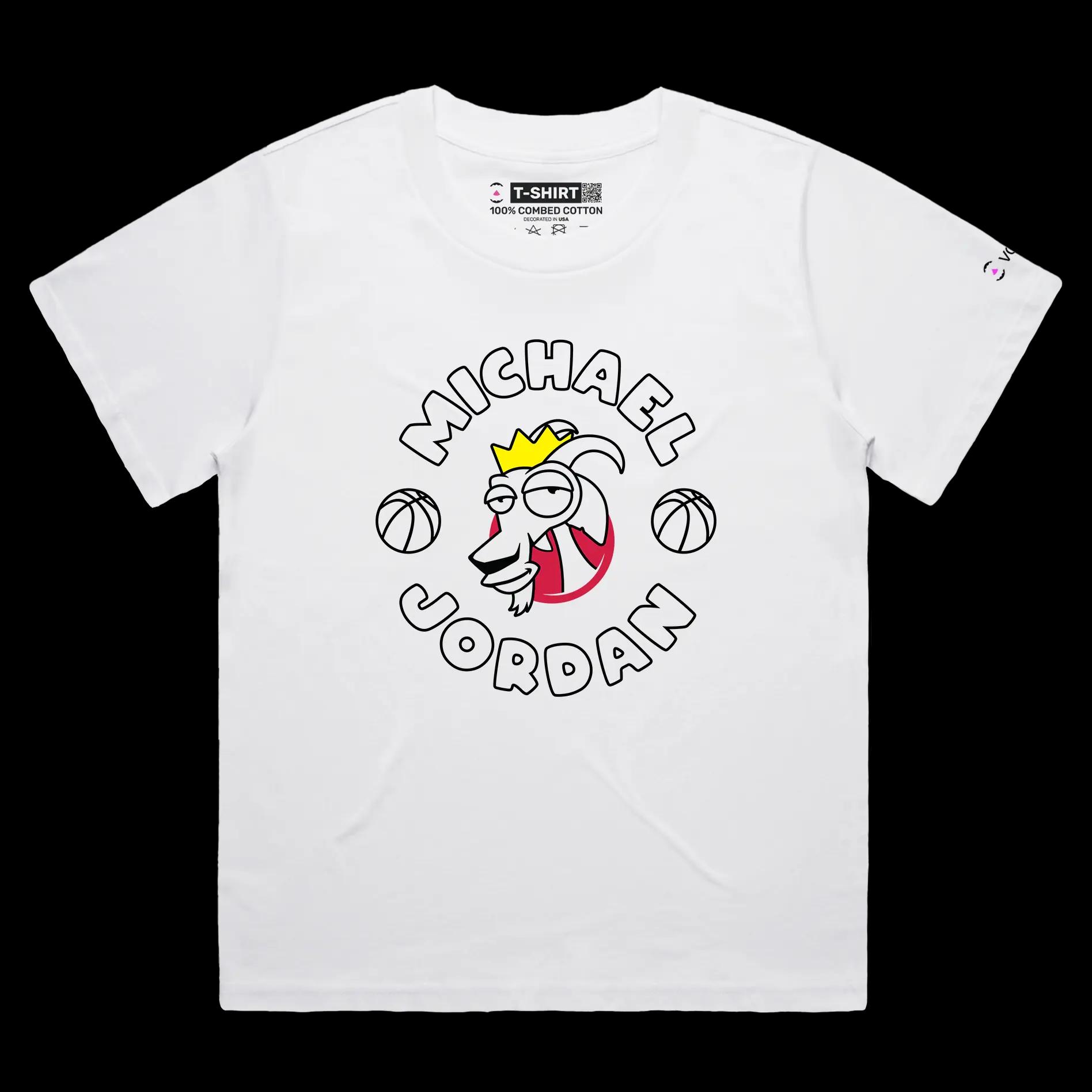 VOICEART White Female Loose Jordan The GOAT Series T-Shirt Premium Graphic Chicago’s Own Superstar Tee for Basketball Fans