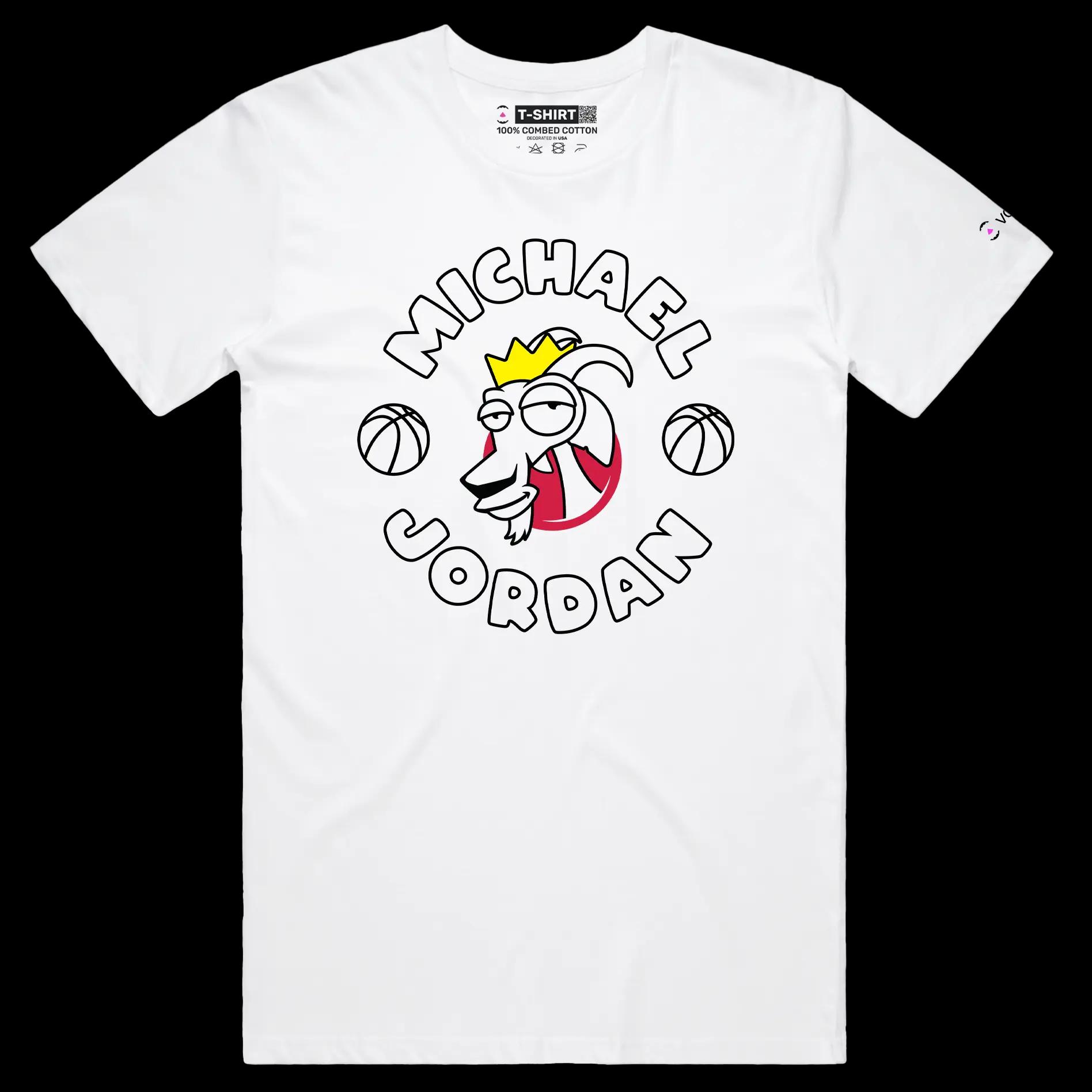 VOICEART White Male Regular Jordan The GOAT Series T-Shirt Premium Graphic Chicago’s Own Superstar Tee for Basketball Fans