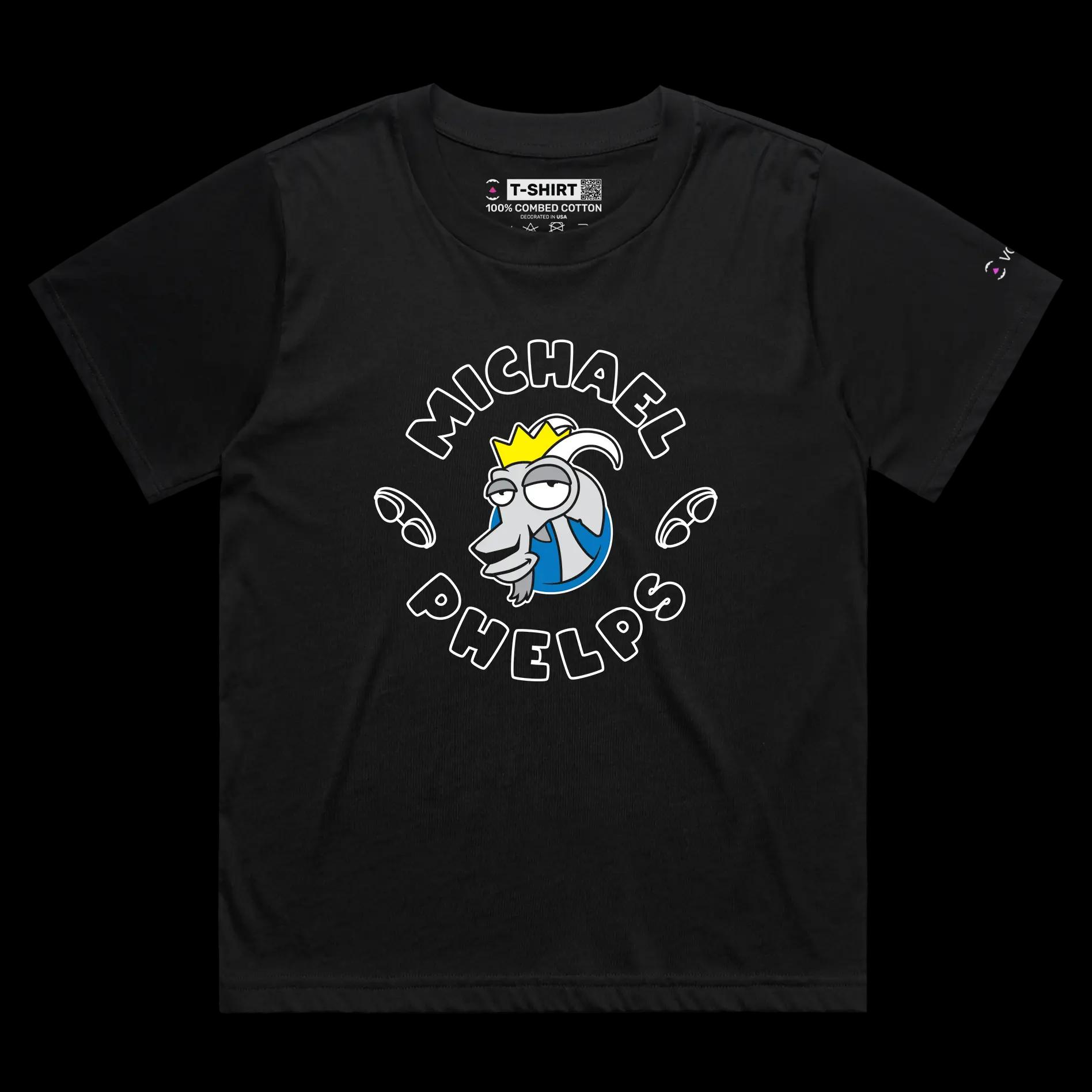 VOICEART Black Female Loose Phelps The GOAT Series T-Shirt Premium Graphic Americas Own Superstar Tee for Swimming Fans