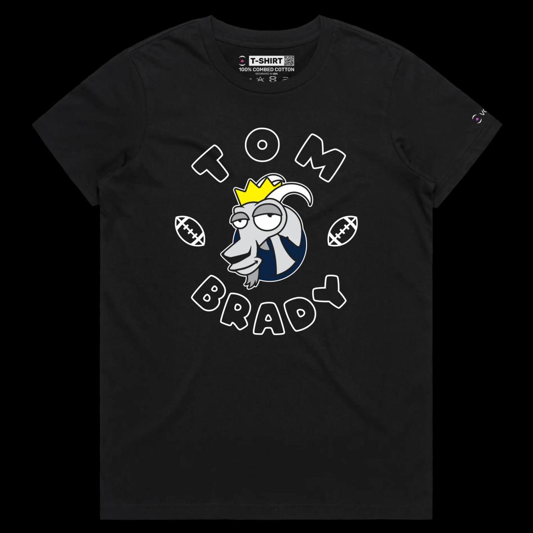 VOICEART Black Female Regular Brady The GOAT Series tshirt Premium Graphic New England’s Own Superstar Tee for Football Fans