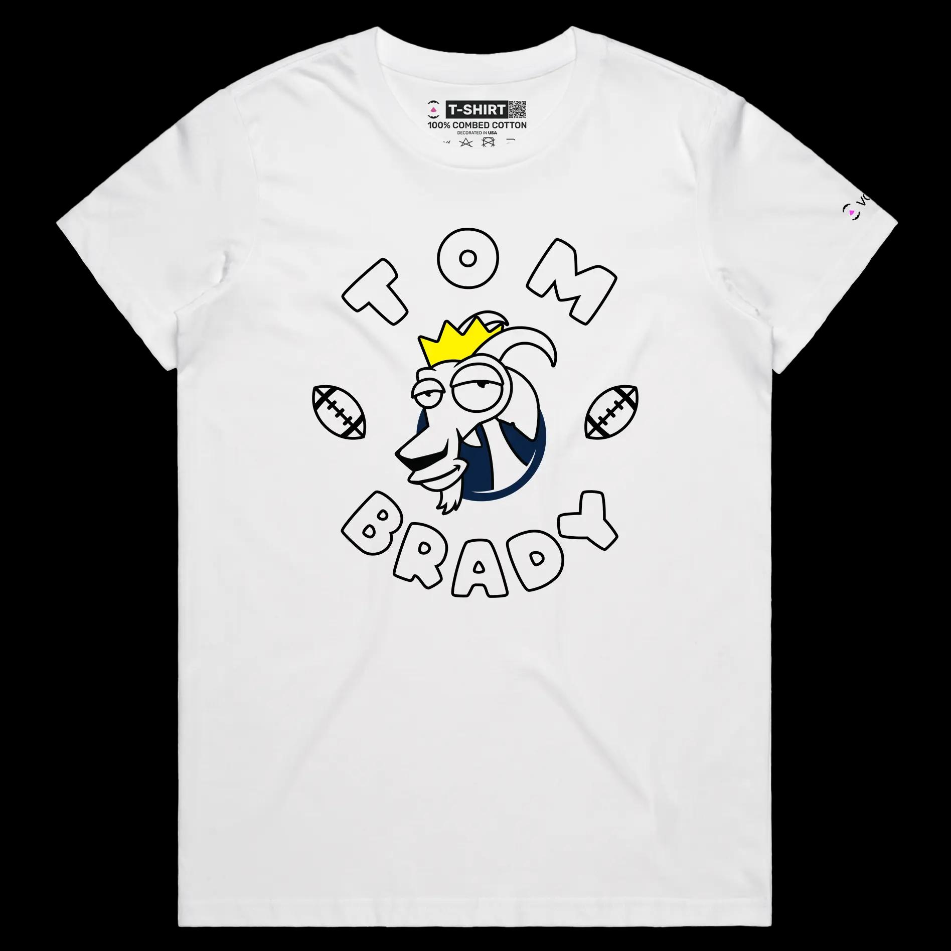 VOICEART White Female Regular Brady The GOAT Series tshirt Premium Graphic New England’s Own Superstar Tee for Football Fans