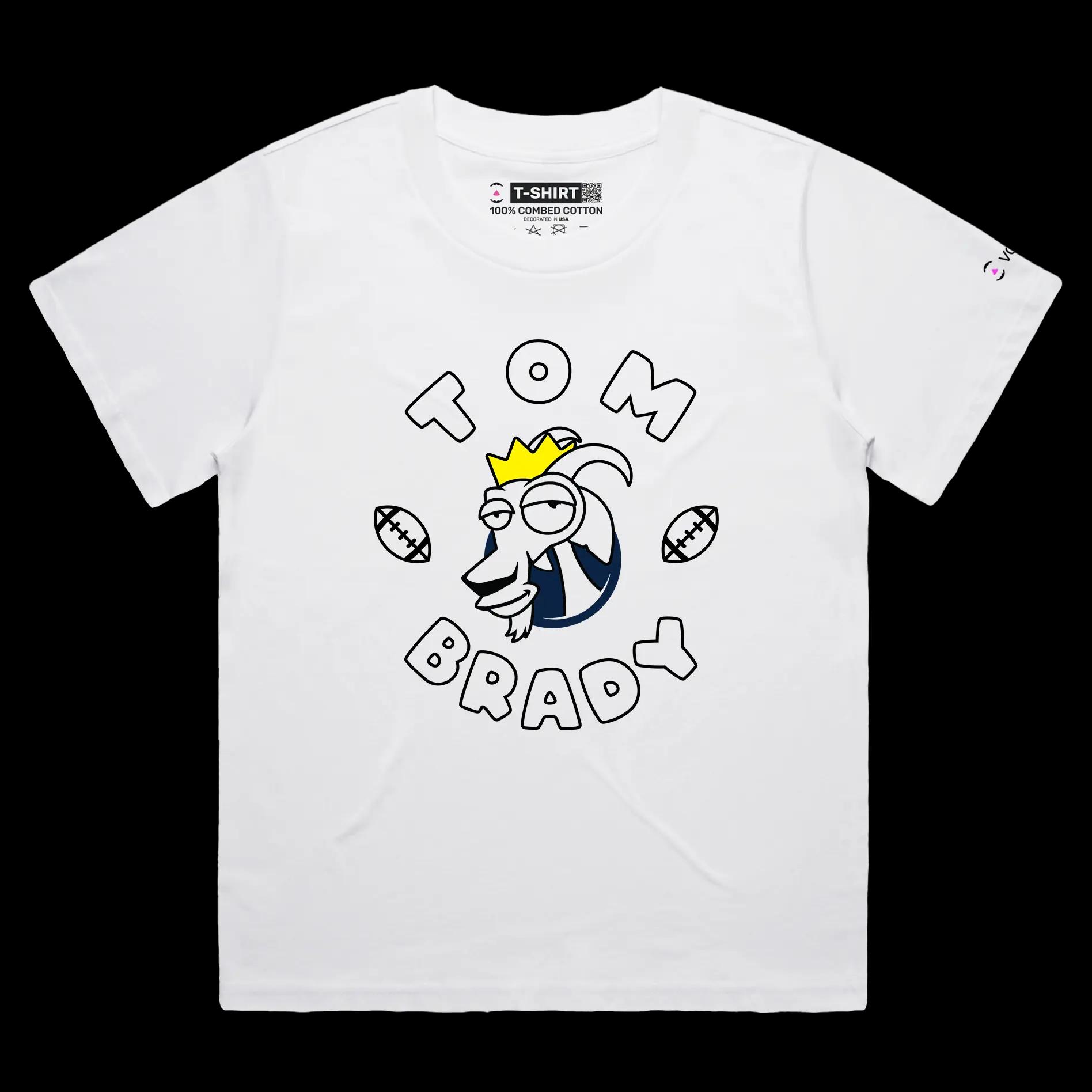 VOICEART White Female Loose Brady The GOAT Series tshirt Premium Graphic New England’s Own Superstar Tee for Football Fans