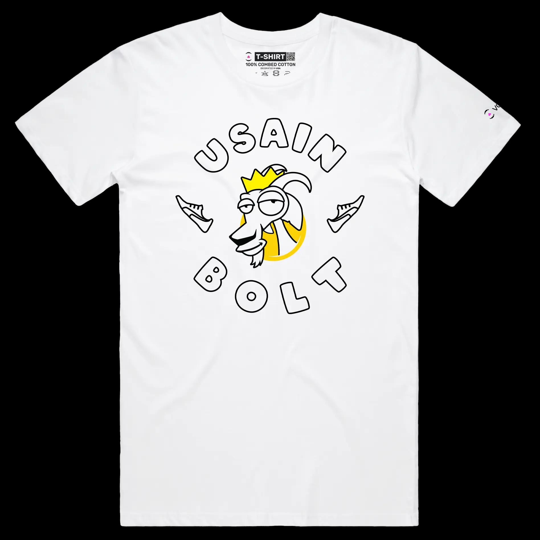 VOICEART White Male Regular Usain Bolt The GOAT Series Sports T-Shirt with Premium Quality Graphic