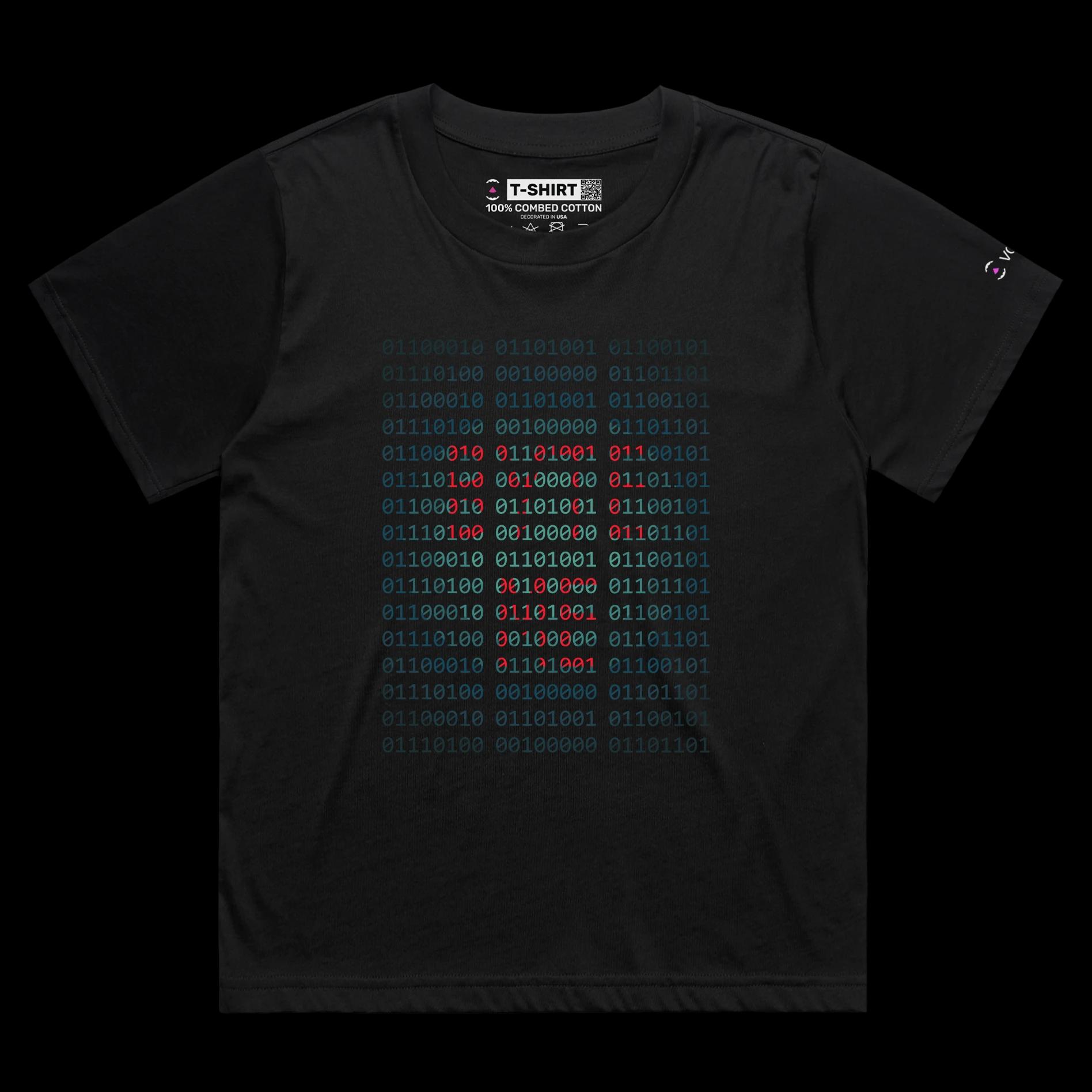 VOICEART Black Female Loose Bytes on the Screen Technology T-Shirt with Premium Quality Graphic Computer Chip Tee