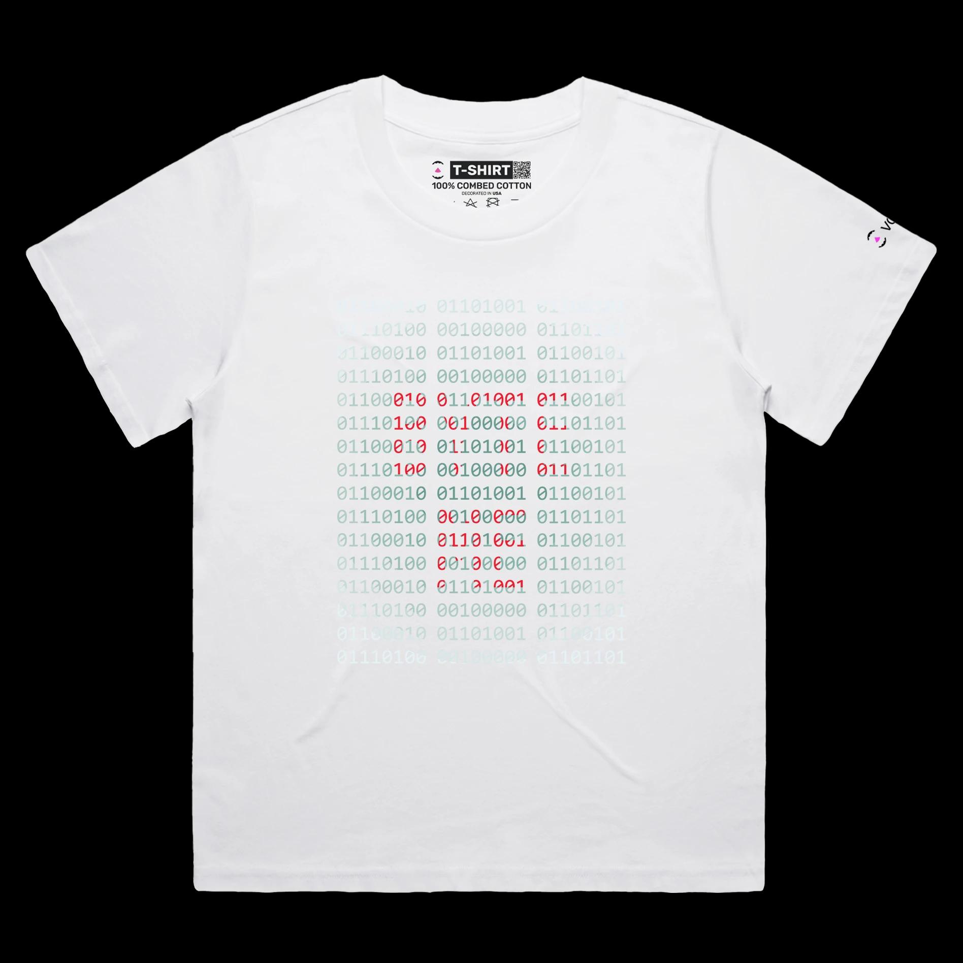 VOICEART White Female Loose Bytes on the Screen Technology T-Shirt with Premium Quality Graphic Computer Chip Tee
