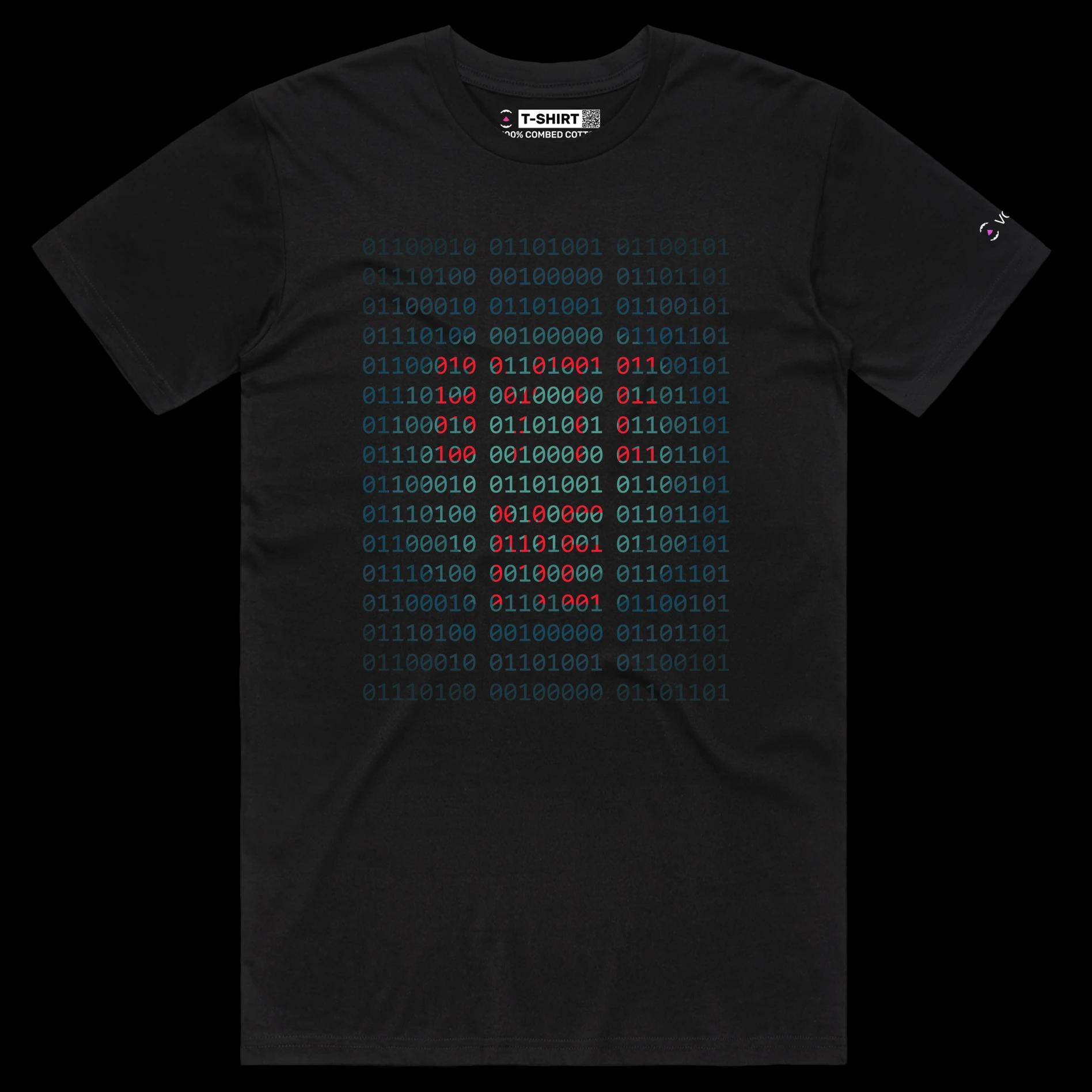 VOICEART Black Male Regular Bytes on the Screen Technology T-Shirt with Premium Quality Graphic Computer Chip Tee