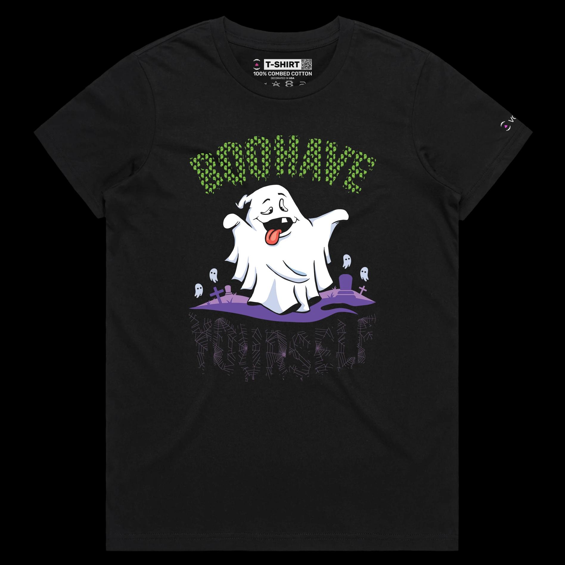 VOICEART Black Female Regular Crazy Ghost Funny TShirt with Premium Quality Graphic Scary Tee for Holidays with Play on Words