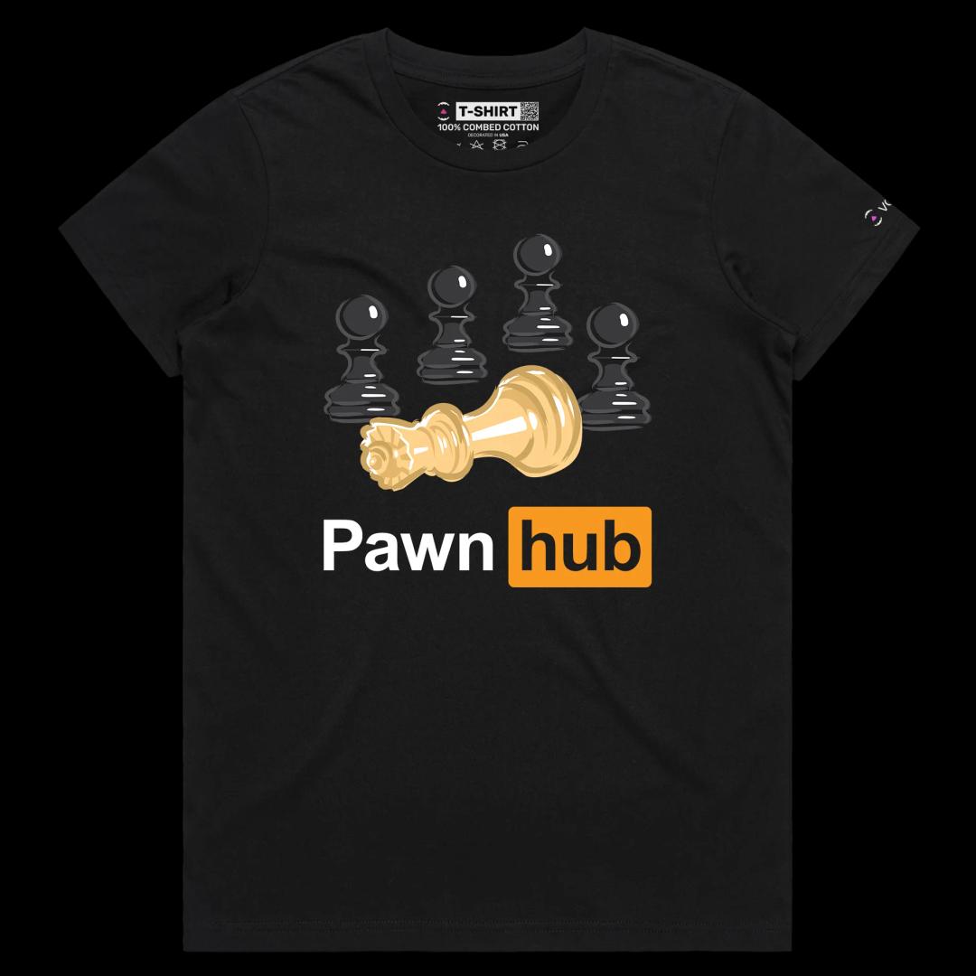 VOICEART Black Female Regular Chess Pieces Funny T-Shirt with Premium Quality Graphic Dark Humor Board Game Pawn Hub Tee