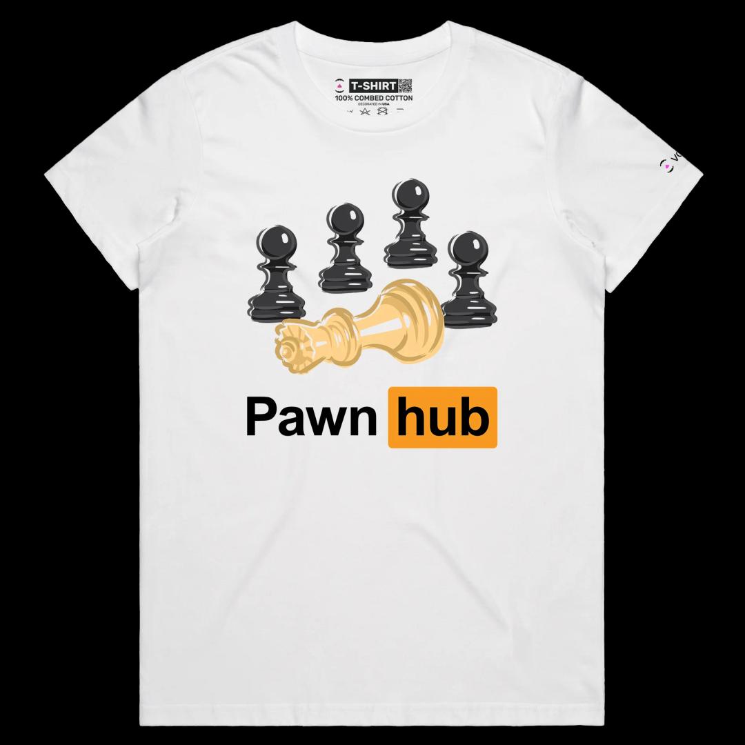 VOICEART White Female Regular Chess Pieces Funny T-Shirt with Premium Quality Graphic Dark Humor Board Game Pawn Hub Tee