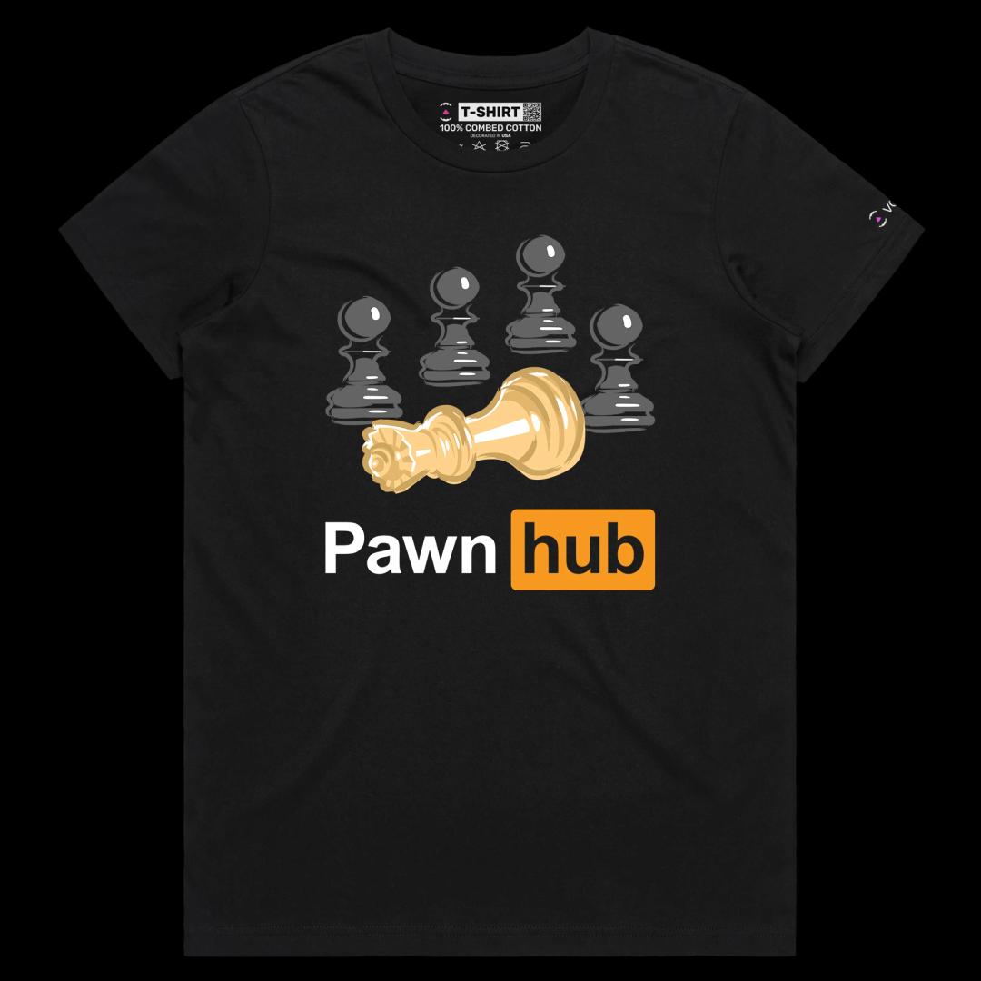 VOICEART Black Female Regular Chess Pieces Funny T-Shirt with Premium Quality Graphic Dark Humor Board Game Pawn Hub Tee