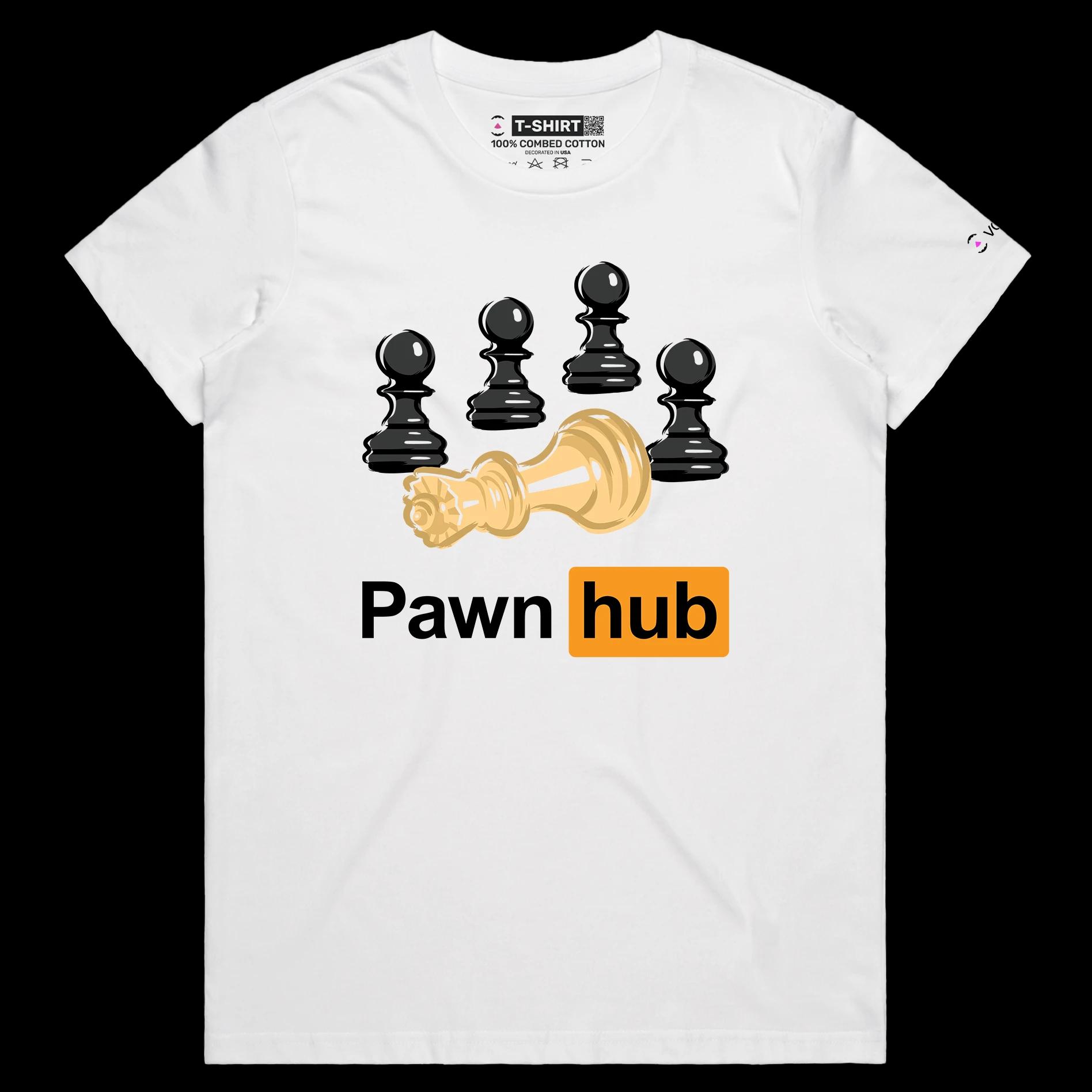 VOICEART White Female Regular Chess Pieces Funny T-Shirt with Premium Quality Graphic Dark Humor Board Game Pawn Hub Tee