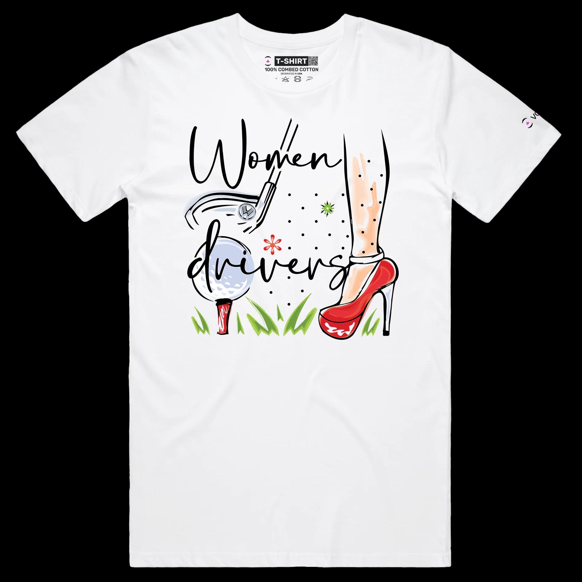 VOICEART White Male Regular Women Drivers Funny Shirt Premium Graphic Design Girl Power Golf Club Tee with Double Meaning