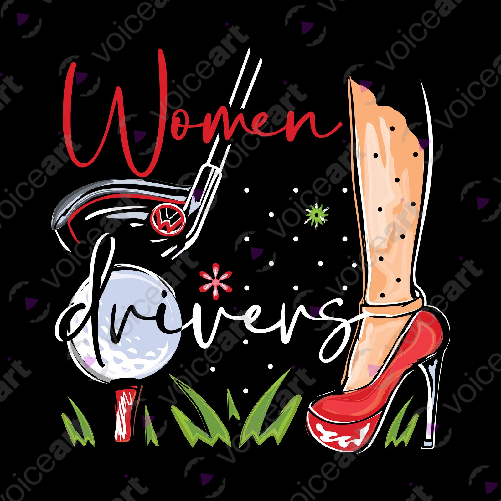 VOICEART Black Watermark Women Drivers Funny Shirt Premium Graphic Design Girl Power Golf Club Tee with Double Meaning