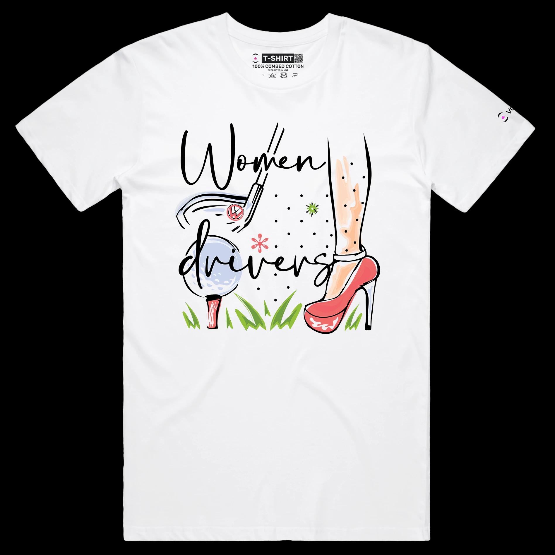 VOICEART White Male Regular Women Drivers Funny Shirt Premium Graphic Design Girl Power Golf Club Tee with Double Meaning