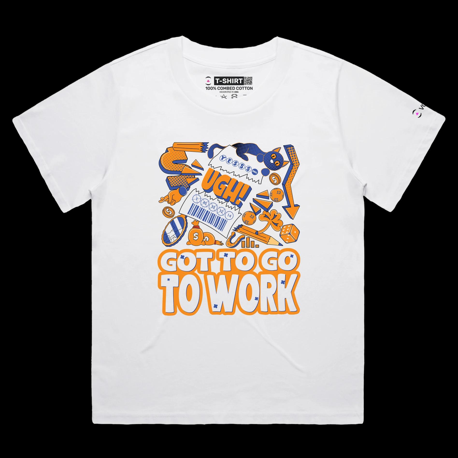 VOICEART White Female Loose Ripped Lottery Ticket Funny T-Shirt with Premium Graphic Design Gambling and Finances Tee