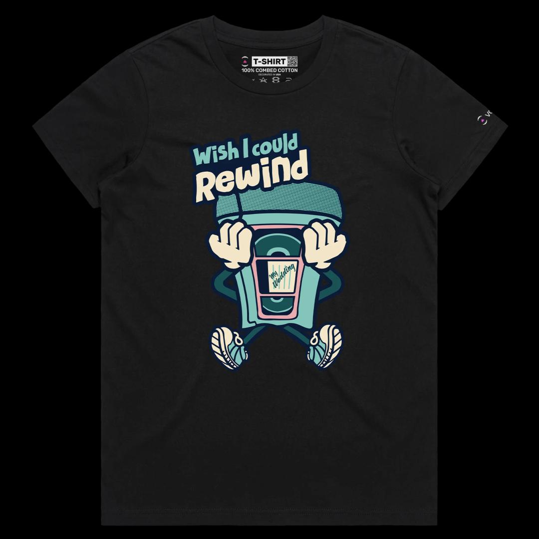 VOICEART Black Female Regular VHS Tape Funny T-Shirt with Premium Quality Graphic Design VCR Nostalgic Memory Lane Tee