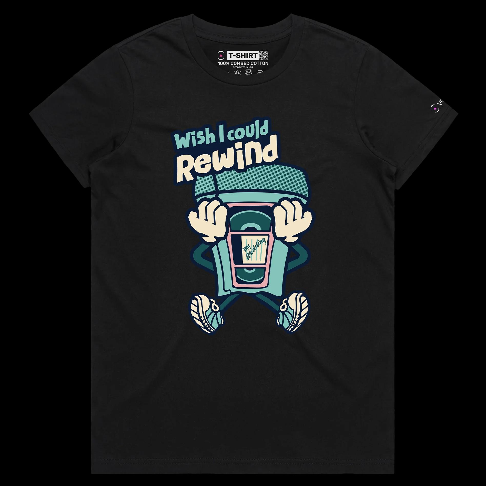 VOICEART Black Female Regular VHS Tape Funny T-Shirt with Premium Quality Graphic Design VCR Nostalgic Memory Lane Tee