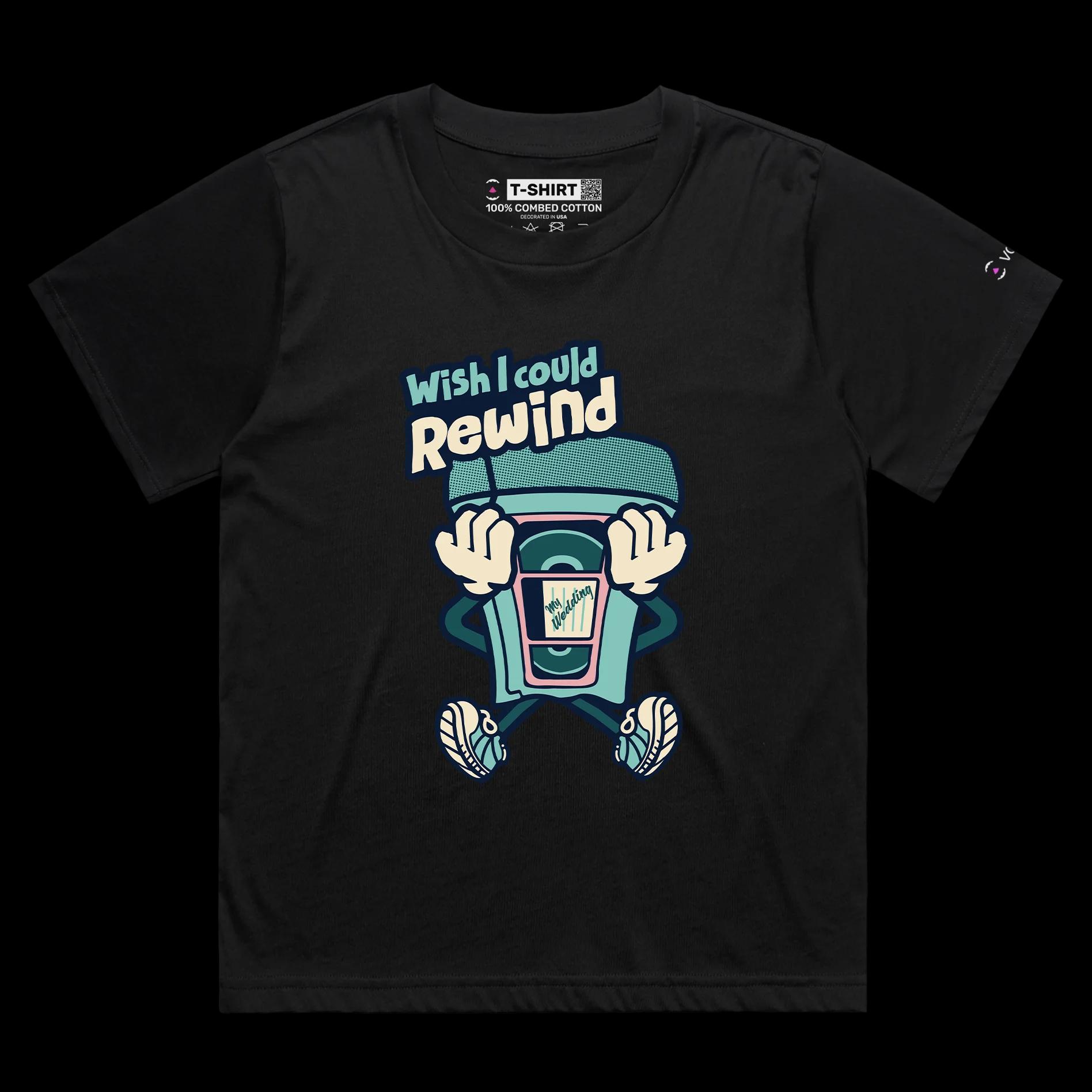 VOICEART Black Female Loose VHS Tape Funny T-Shirt with Premium Quality Graphic Design VCR Nostalgic Memory Lane Tee