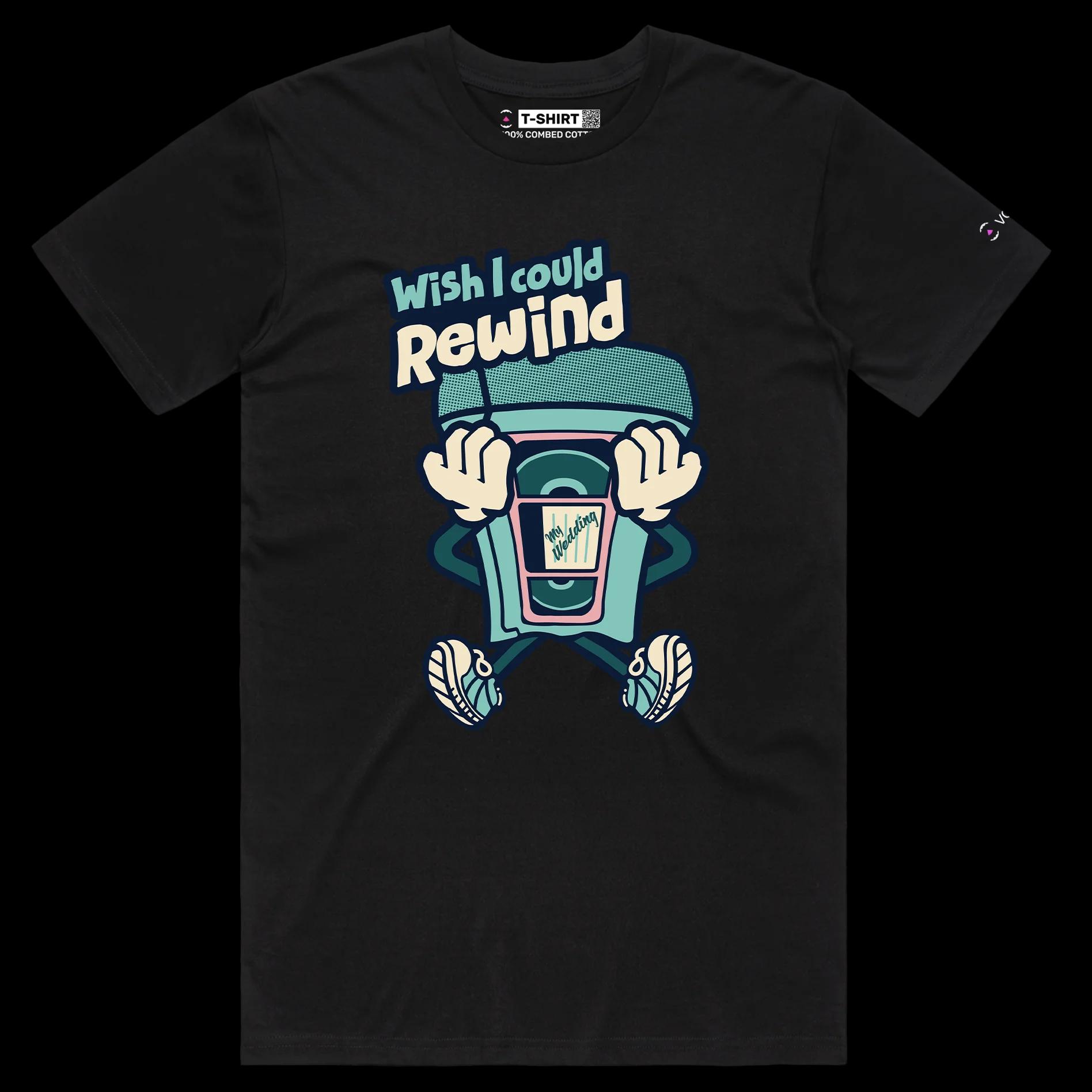 VOICEART Black Male Regular VHS Tape Funny T-Shirt with Premium Quality Graphic Design VCR Nostalgic Memory Lane Tee