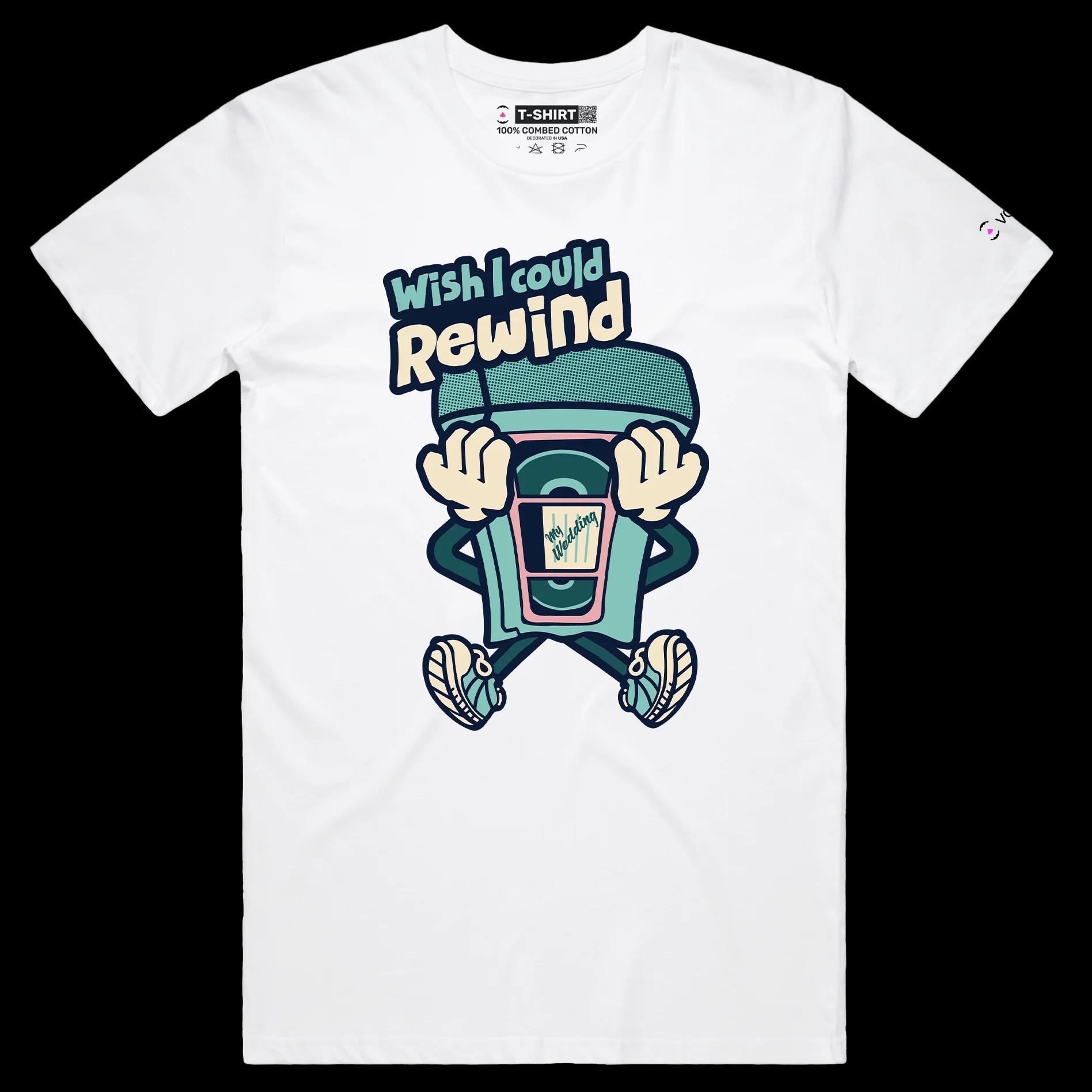 VOICEART White Male Regular VHS Tape Funny T-Shirt with Premium Quality Graphic Design VCR Nostalgic Memory Lane Tee